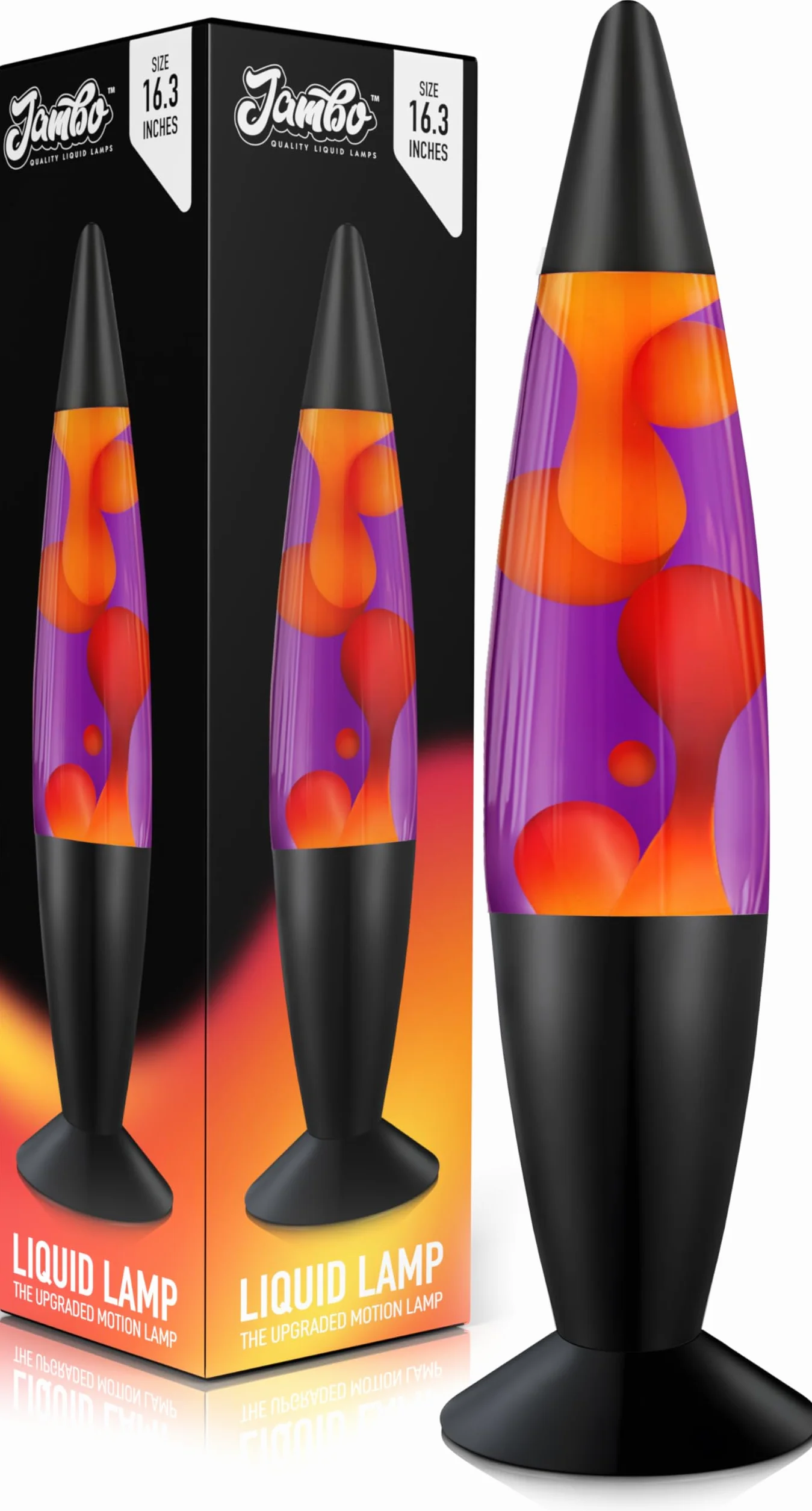 Lampe à Liquide Relaxante 16" Violet/Cire Jaune/Orange pour Salon Bureau Chambre