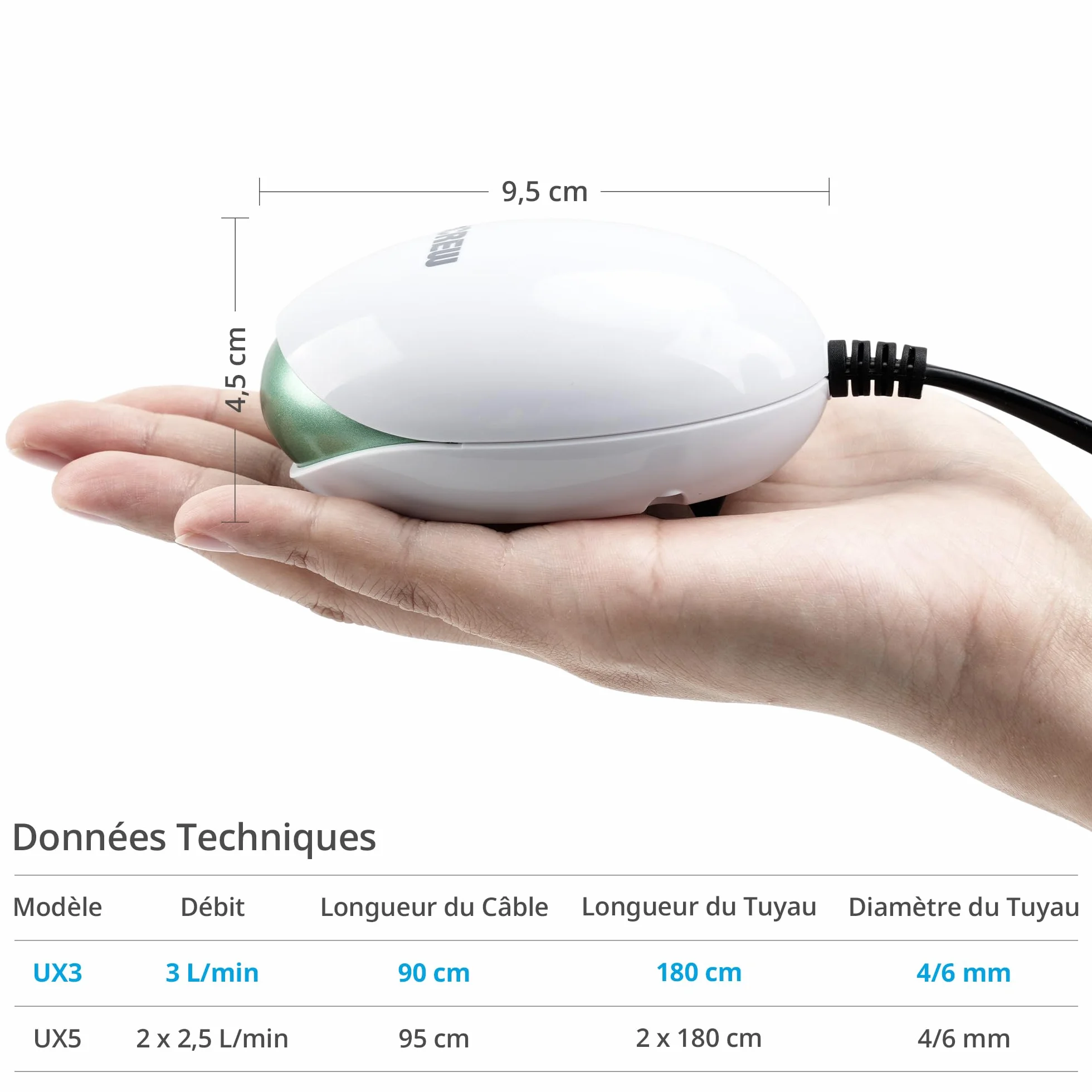 NICREW Pompe à Air Aquarium Ultra-Silencieux 150 L 1,7 W <35 DB avec Pierre à Bulles