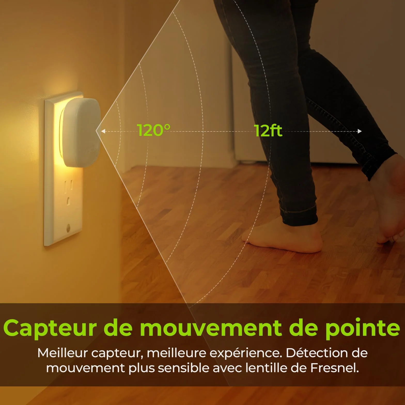 AUVON Lot de 2 veilleuses LED avec détecteur de mouvement, luminosité réglable 1-50 lm, blanc chaud