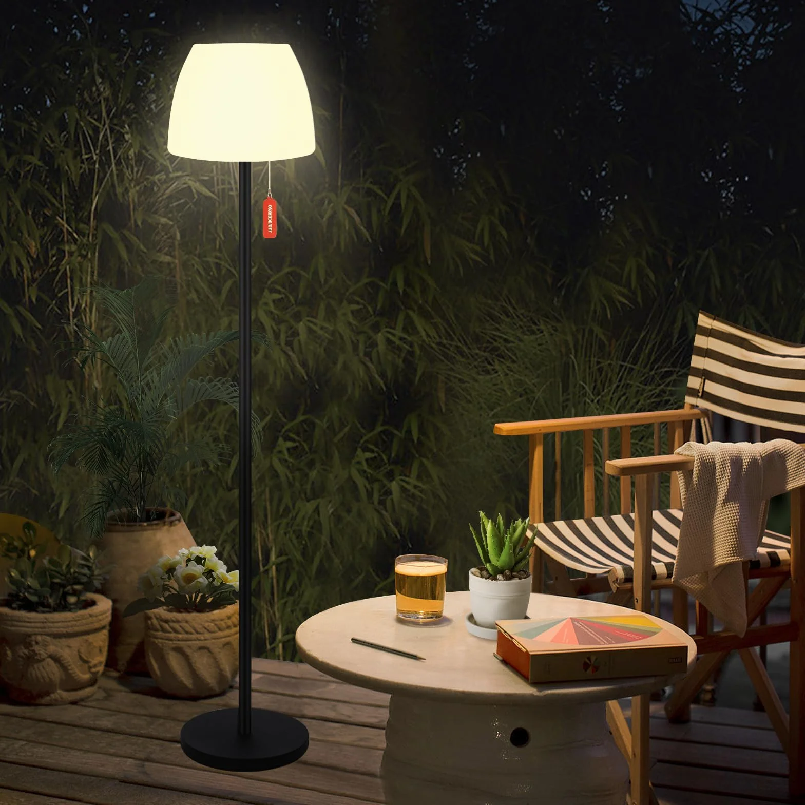 Lampe de Sol Extérieure Solaire avec Détecteur de Lumière, RGB, Blanc Chaud, Rechargeable, LED Étanche