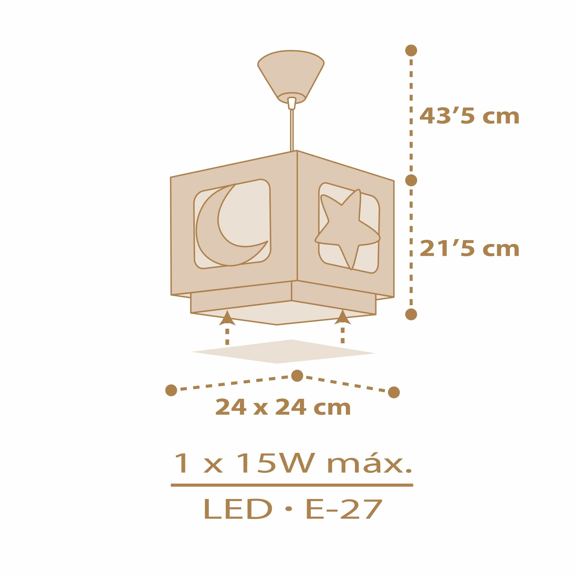 Dalber Lustre Chambre Lampe Suspension Plafonnier Enfants Moonlight Lune Étoiles Beige E27