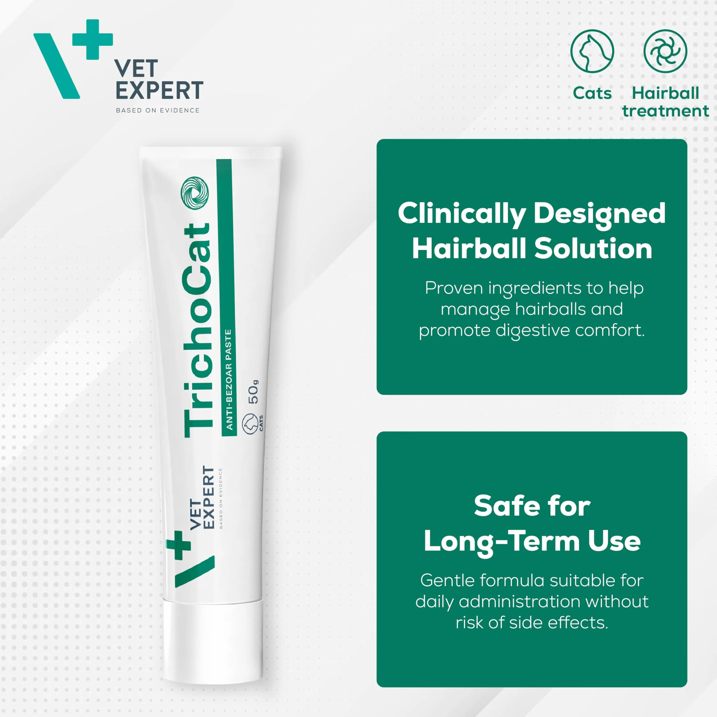 VETEXPERT TrichoCat 50g Pâte dépigmentante Anti-boules de poils