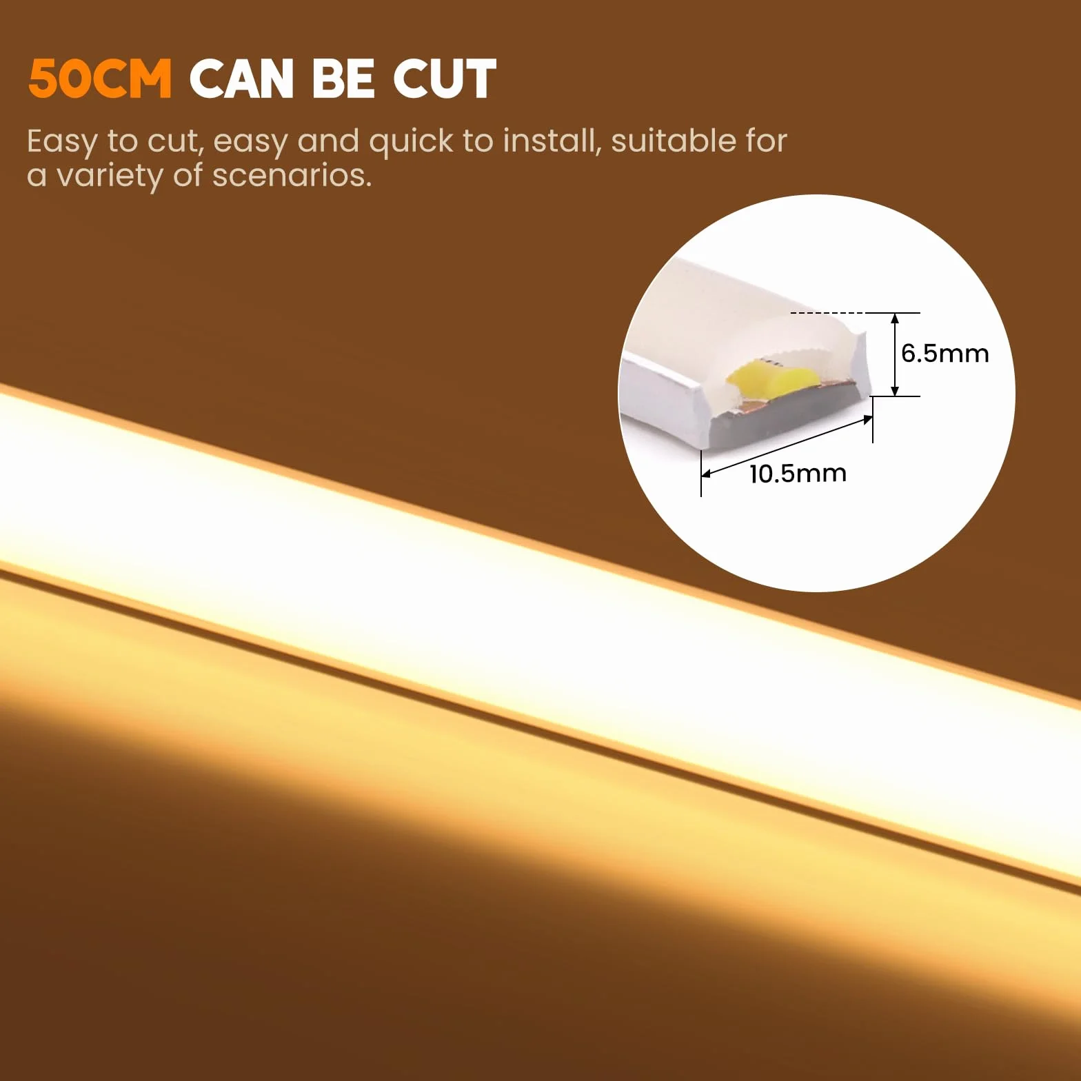 Bandeau LED COB 220V IP65 étanche Flexible néon LED Strip 288 Leds/m Blanc 4M