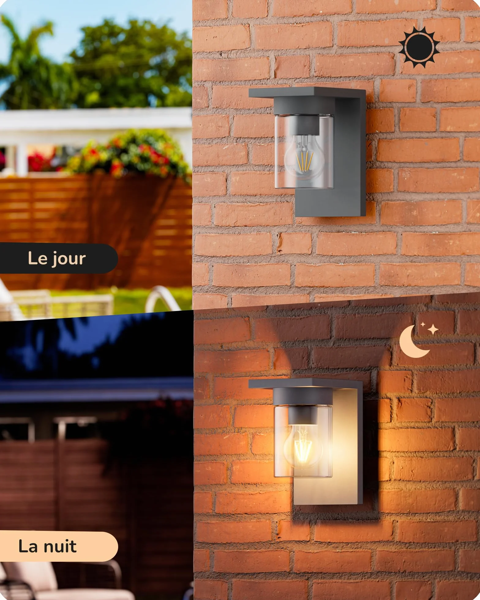 EDISHINE Applique Murale Extérieure IP44 Étanche E27 15W 19x12x15 cm Anthracite