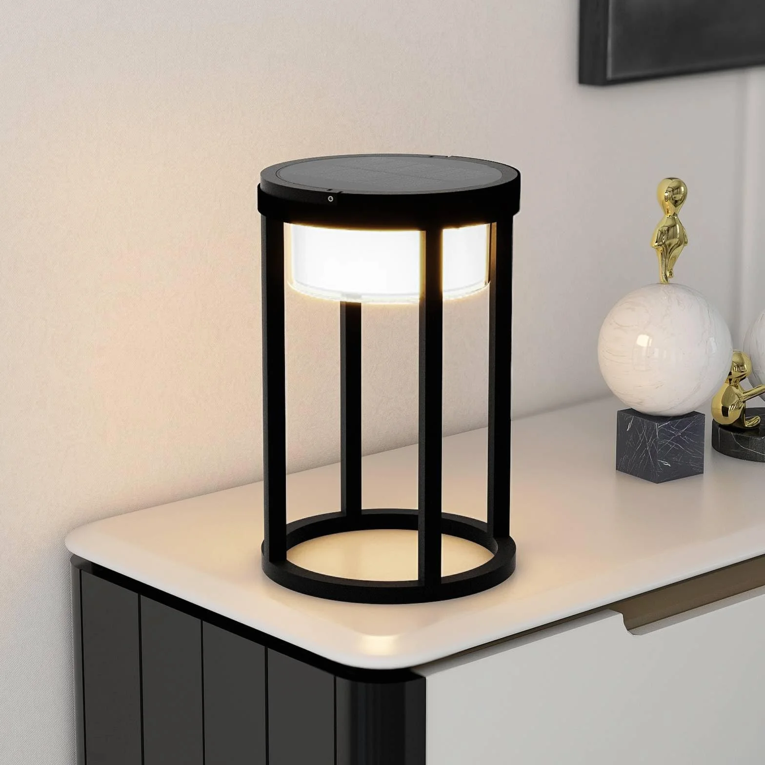 Lucande LED Lampe solaire Tilena à intensité variable Noir Aluminium décorative