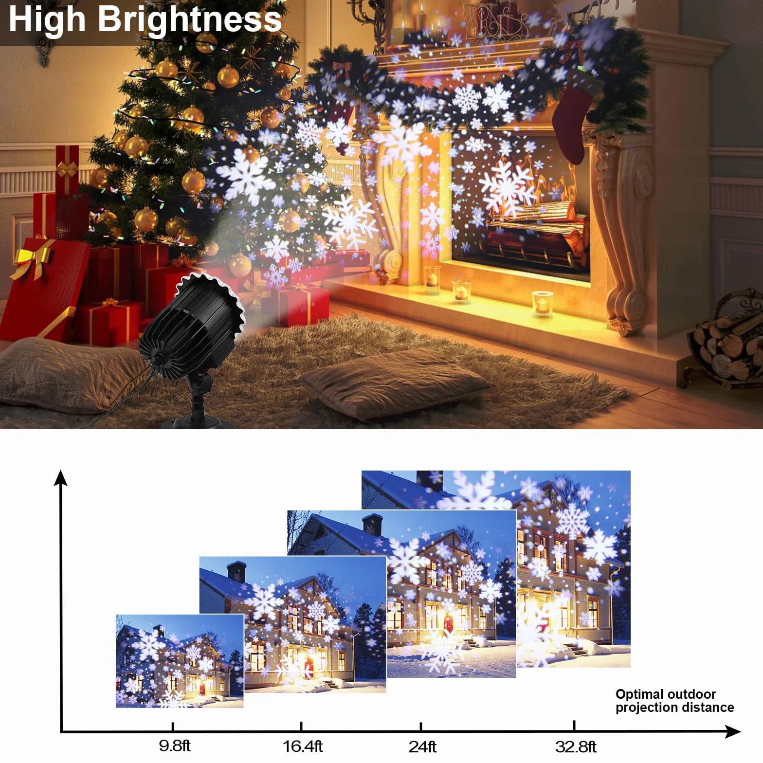 Projecteur Noël Extérieur LED 3D Flocon de Neige Étanche IP65 Décoration Lumière Effet Chute de Neige