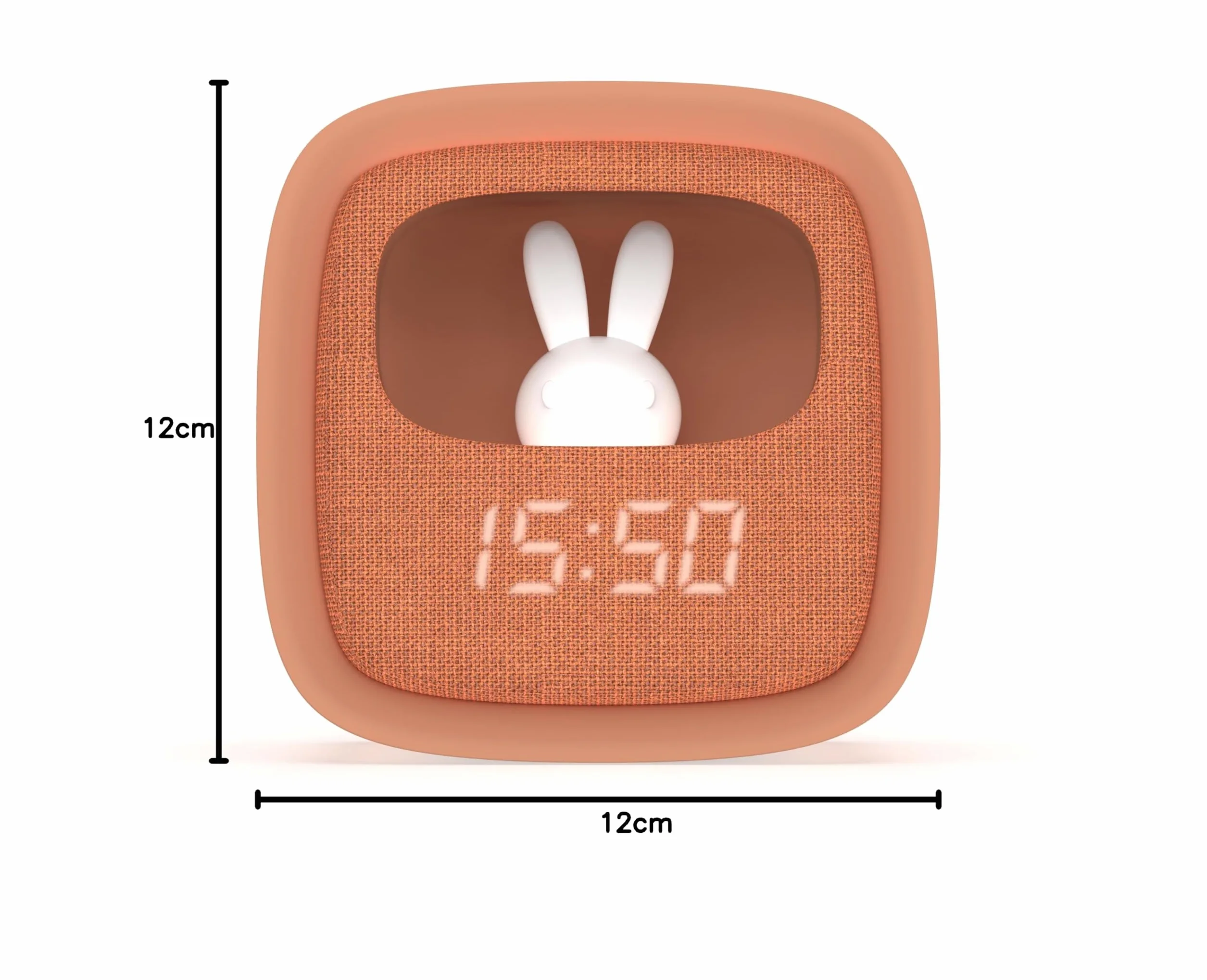 Billy Clock Réveil Veilleuse Enfant Lapin Tissu Plastique Soft-Touch Programmation Date Heure 3 Alarmes Marron