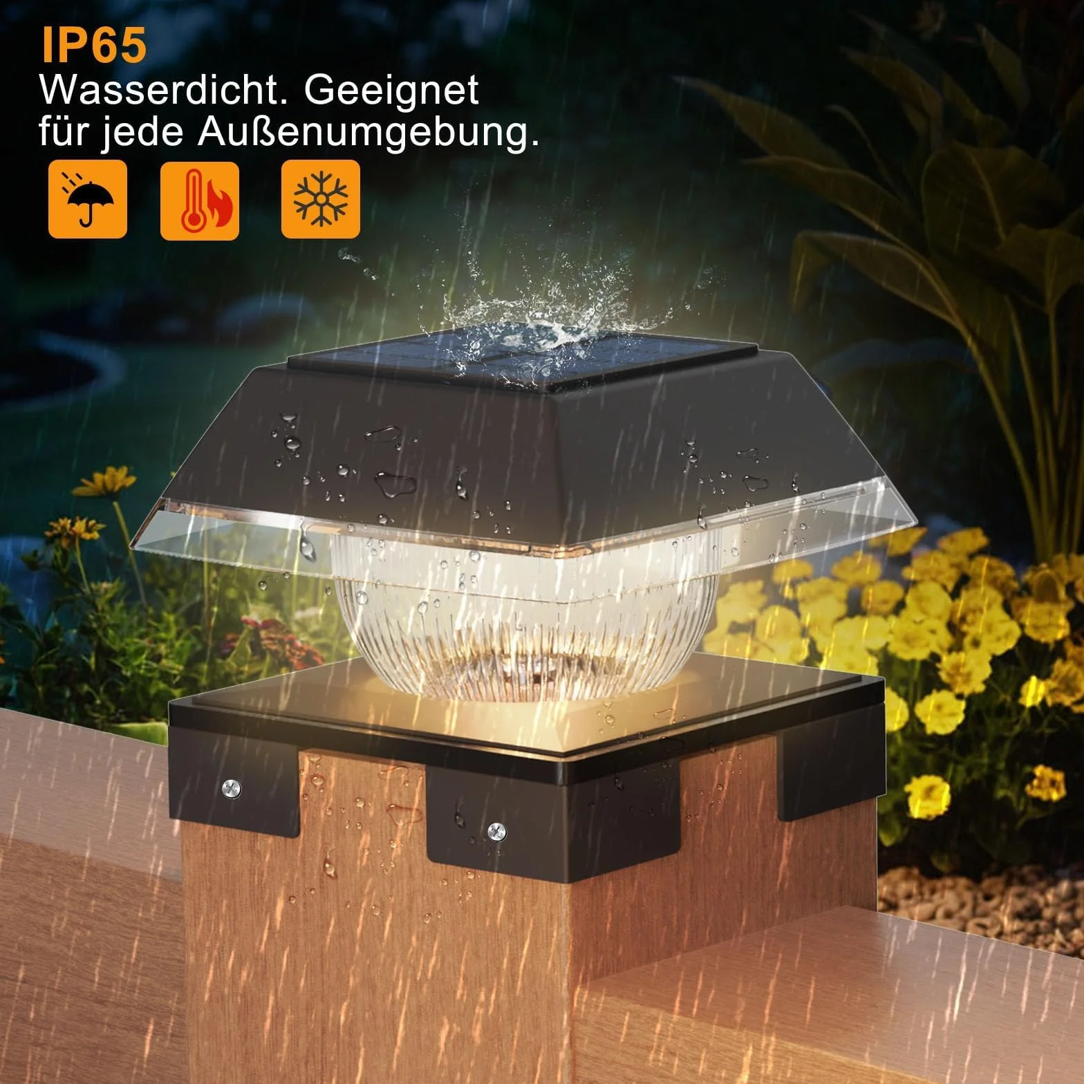 Capuchons solaires LED pour poteaux de clôture 9x9 à 14x14, blanc chaud et froid, IP65