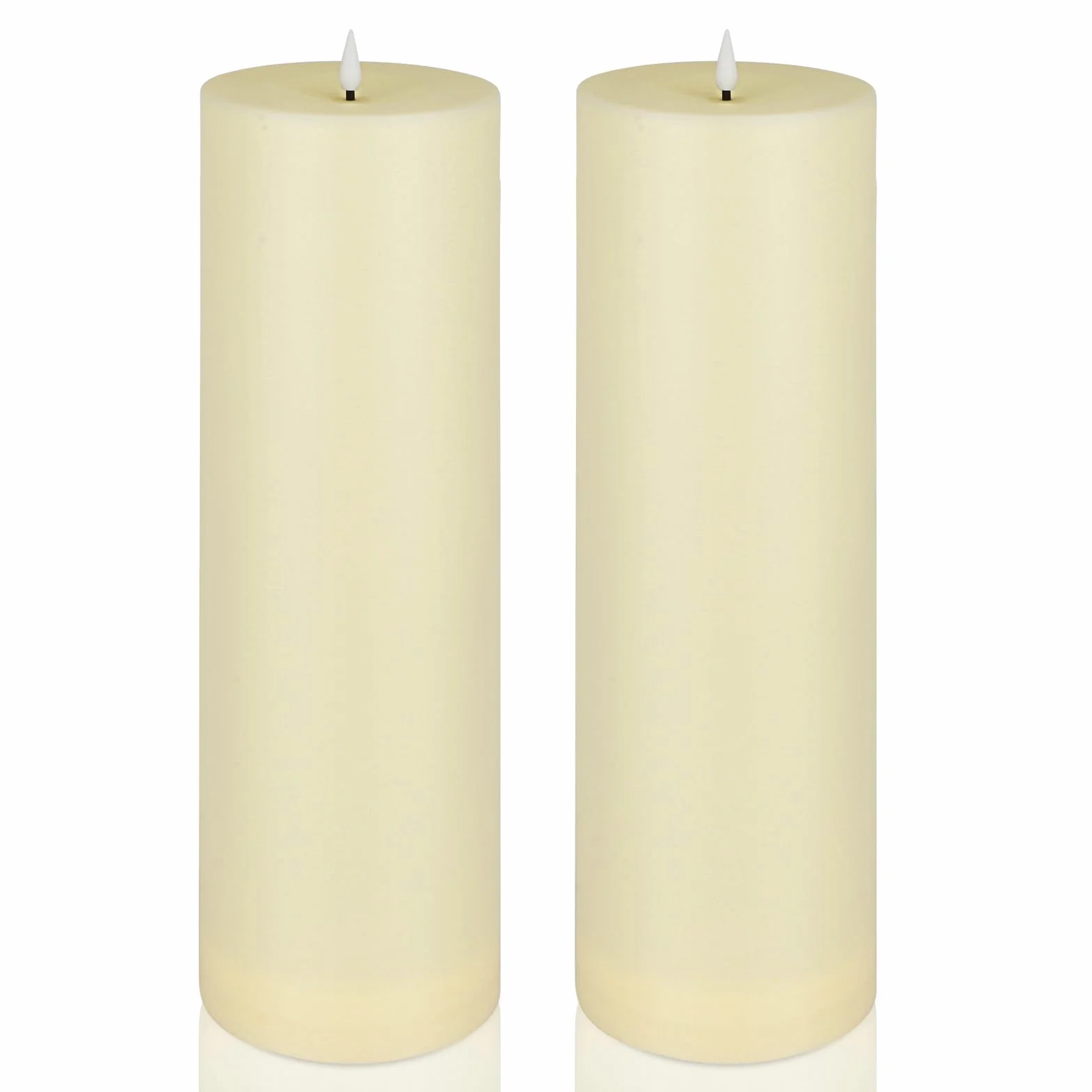 Ketom Lot de 2 Bougies LED Flamme Vacillante avec Timer, D10 x H35 cm, Télécommande, Sans Flamme, Ivoire