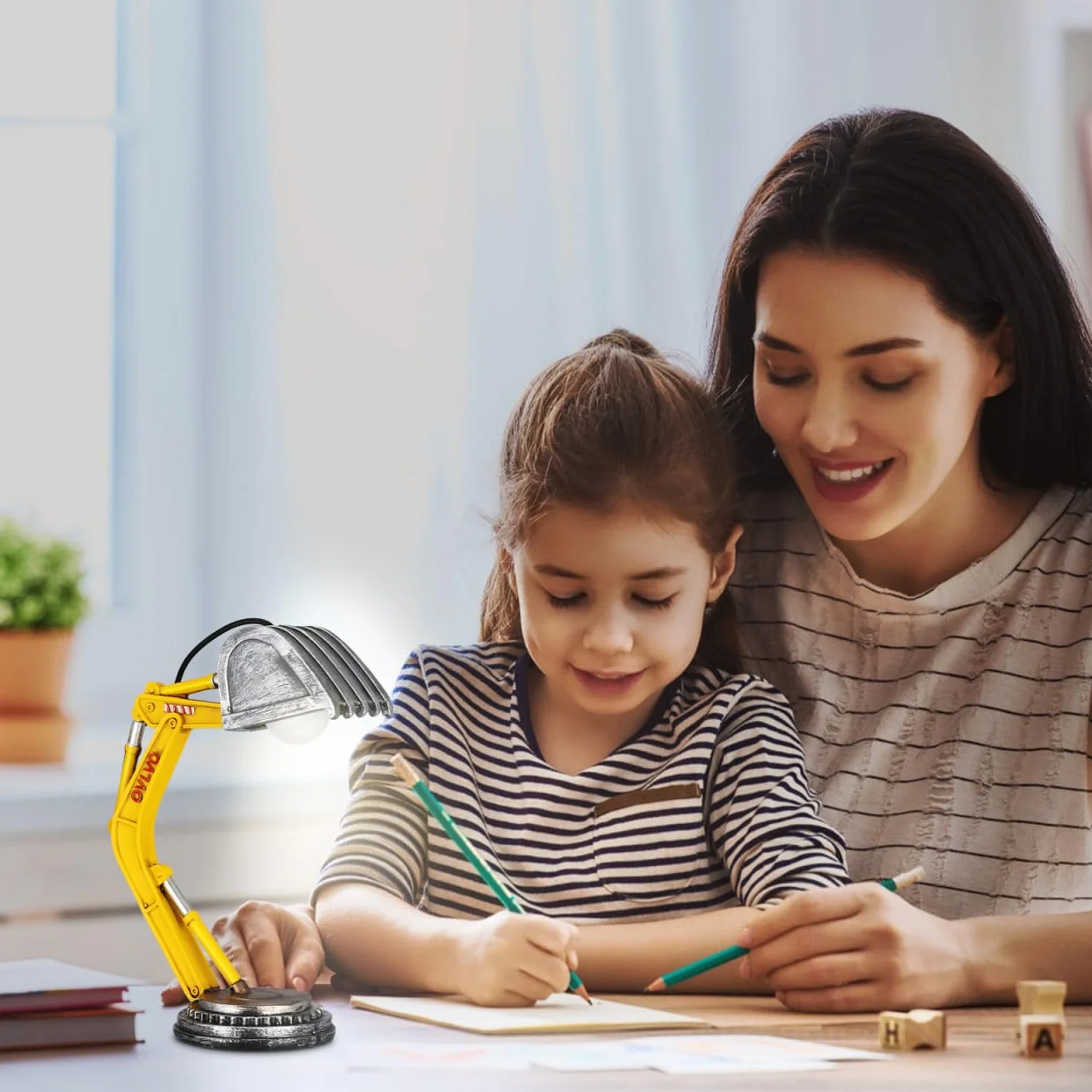 Lampe Pelleteuse Résine USB 21 cm Veilleuse Enfant Décoration Chambre