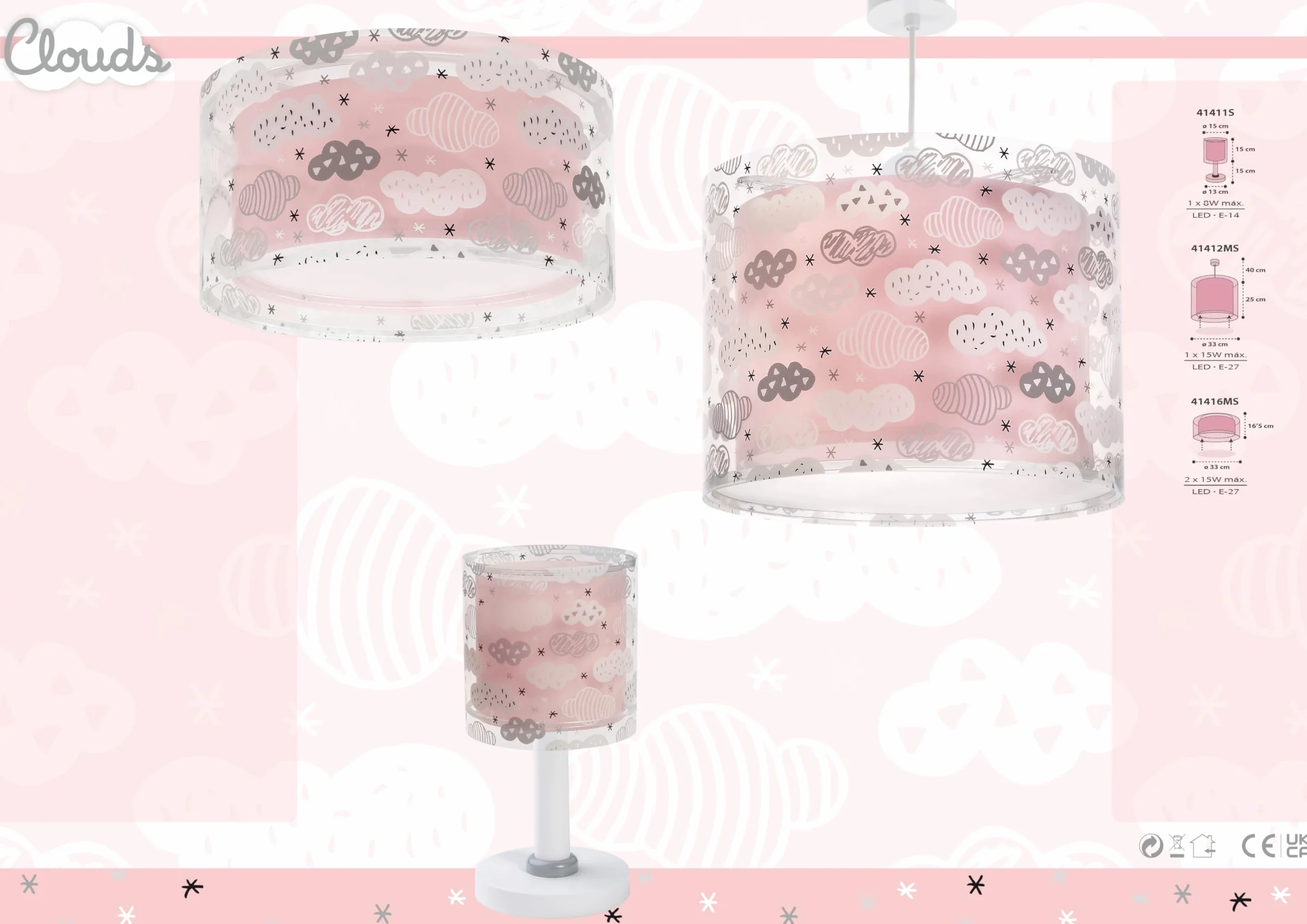Dalber Lampe Suspension Plafonnier Enfants Nuages Vert E14