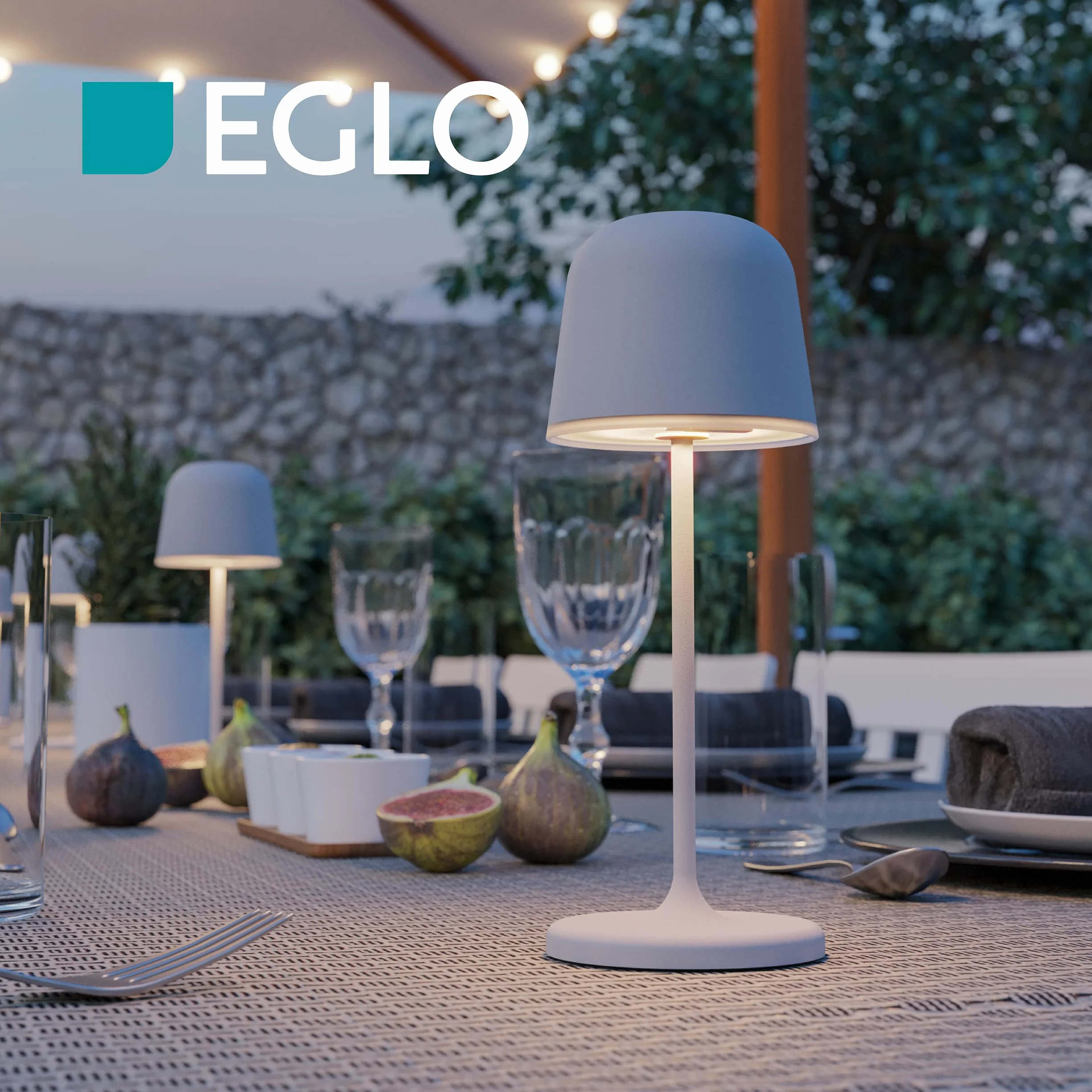 Eglo Lampe de table extérieure LED sans fil Mannera-S, rechargeable tactile, IP54, aluminium, acier brun rouille