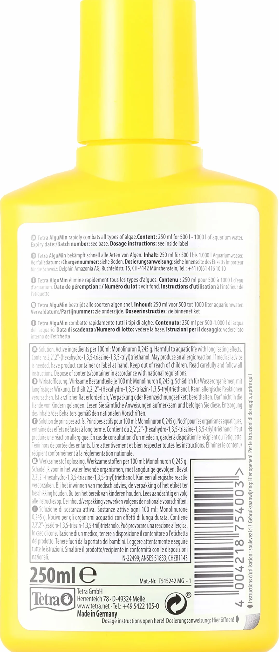 TETRA AlguMin Élimine les Algues 250 ml
