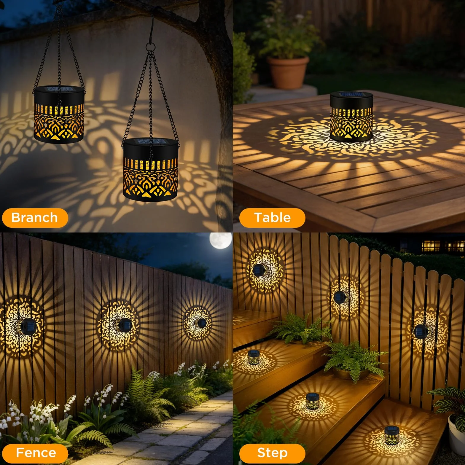 Lanterne Solaire Exterieur Jardin IP65 Étanche avec Chaîne, Recharge Automatique Lot de 2