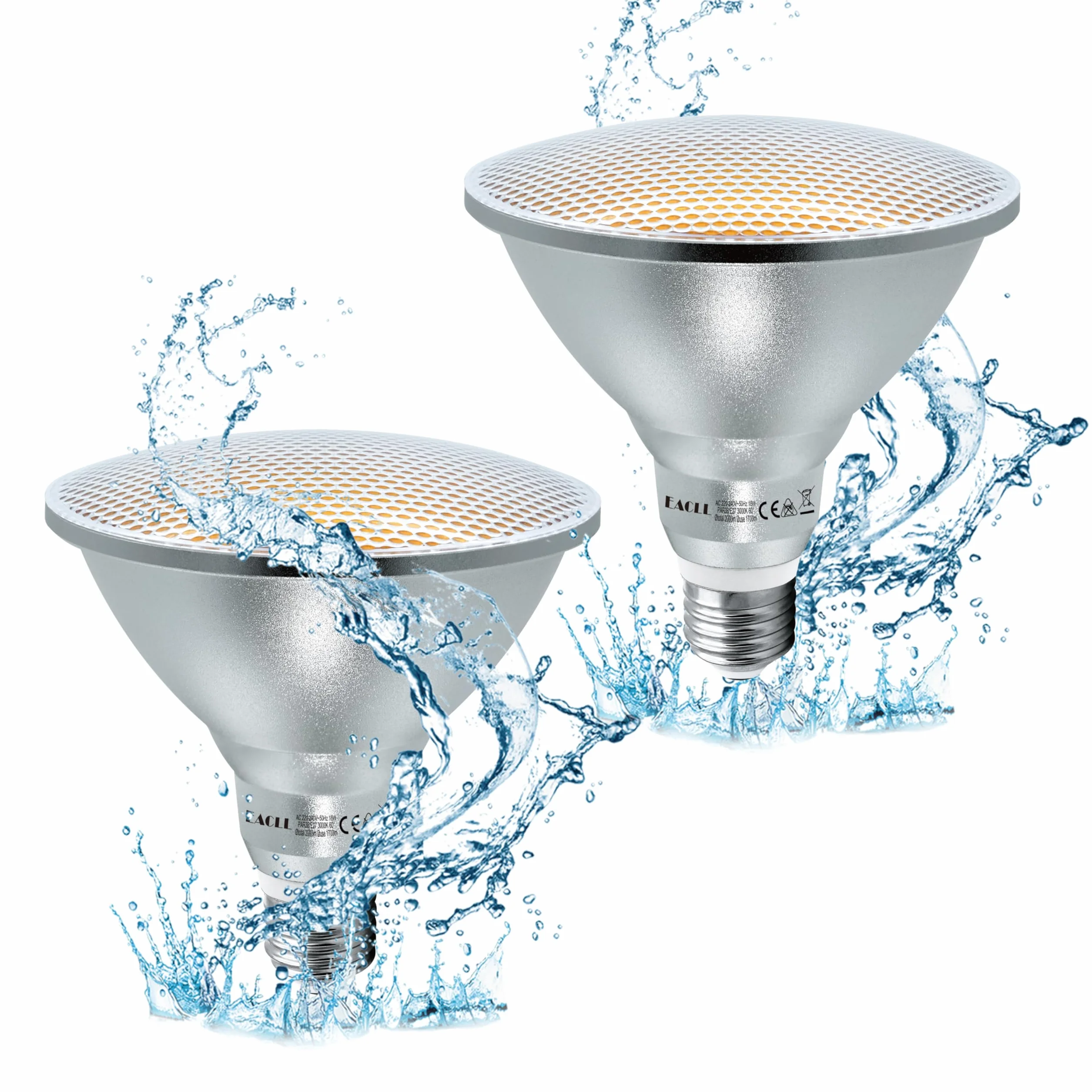 EACLL IP65 Ampoule LED E27 PAR38 Blanc Chaud 18W 1700 Lumens 3000K Lot de 2