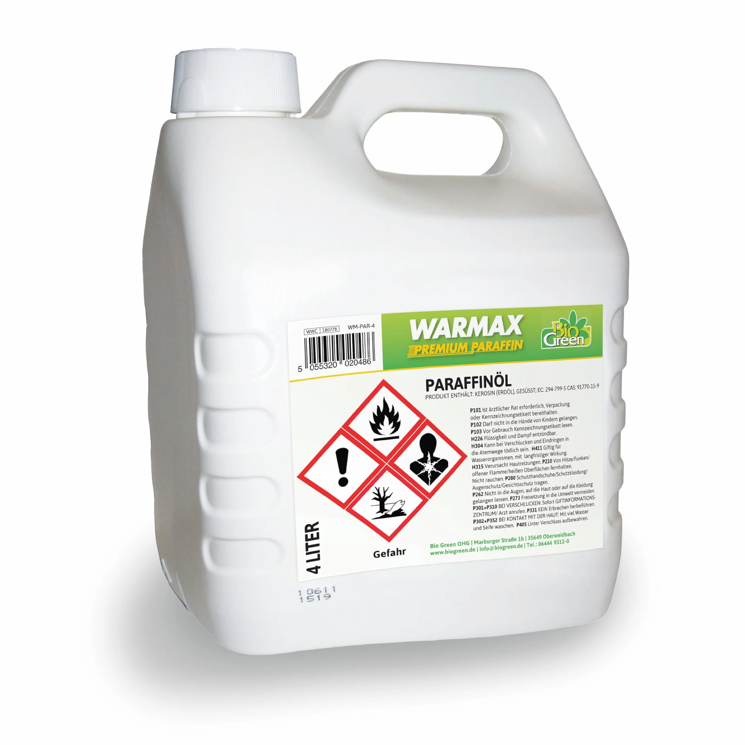 Warmax Premium Paraffin Öl Bio Green 4L