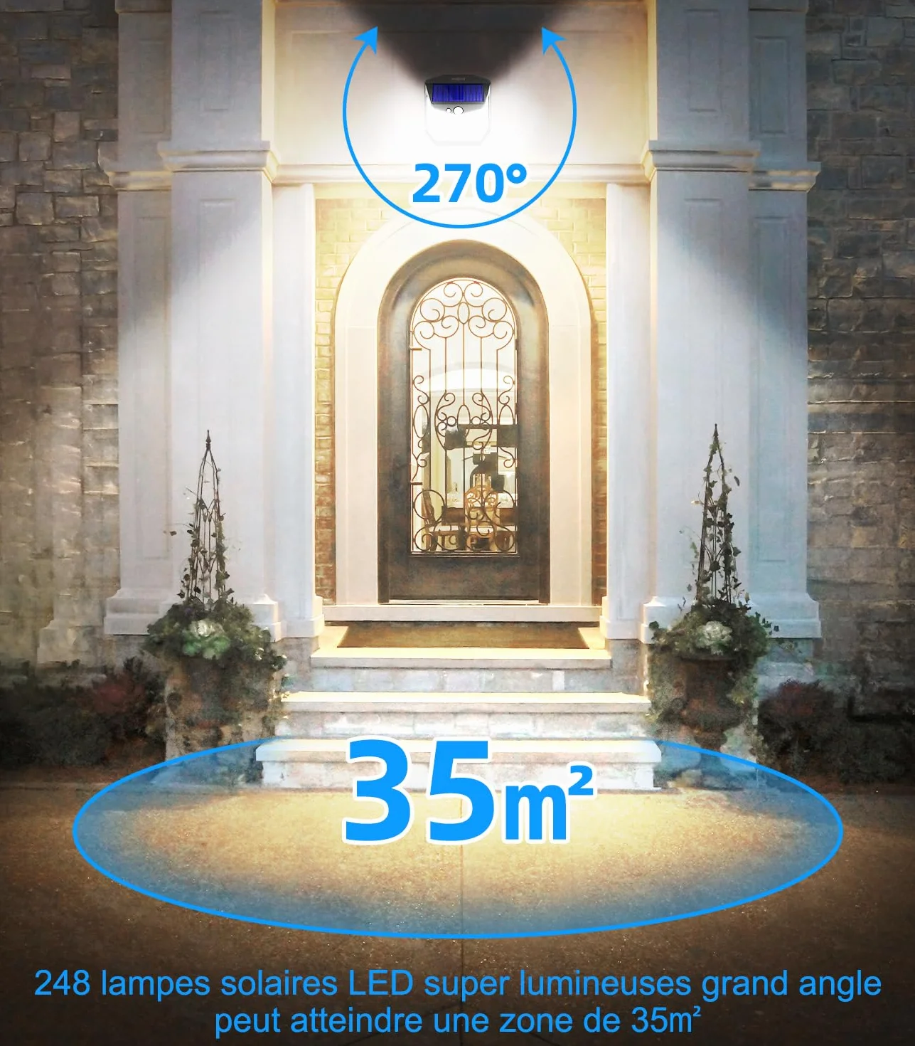 Vanranger Lampe Solaire Exterieur Détecteur Mouvement 248 LED IP65 Etanche 270° Sécurité sans Fil Lot de 4