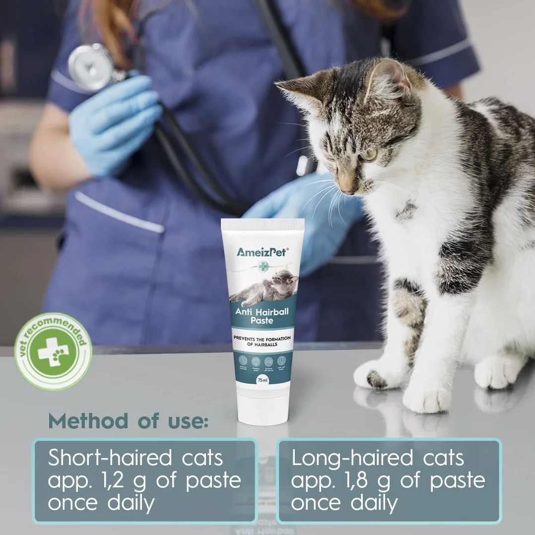 Pâte Anti Boule de Poil pour Chat Ameizpet, Complément Alimentaire Tube 100g