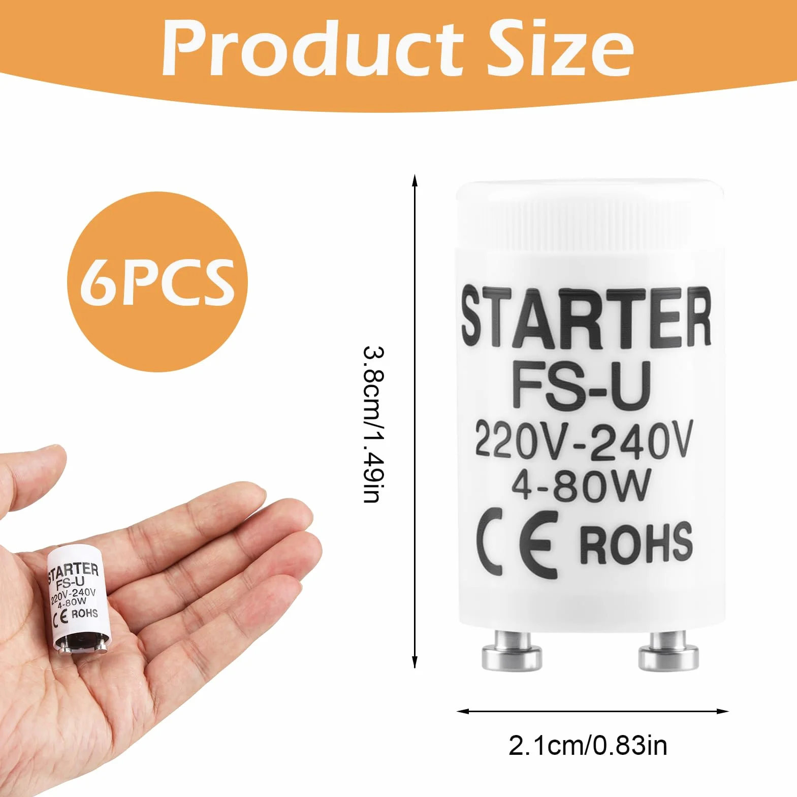 Starter Neon 4-80W 220-240V Tubes Fluorescents Démarreur Universel pour Lampes UVC