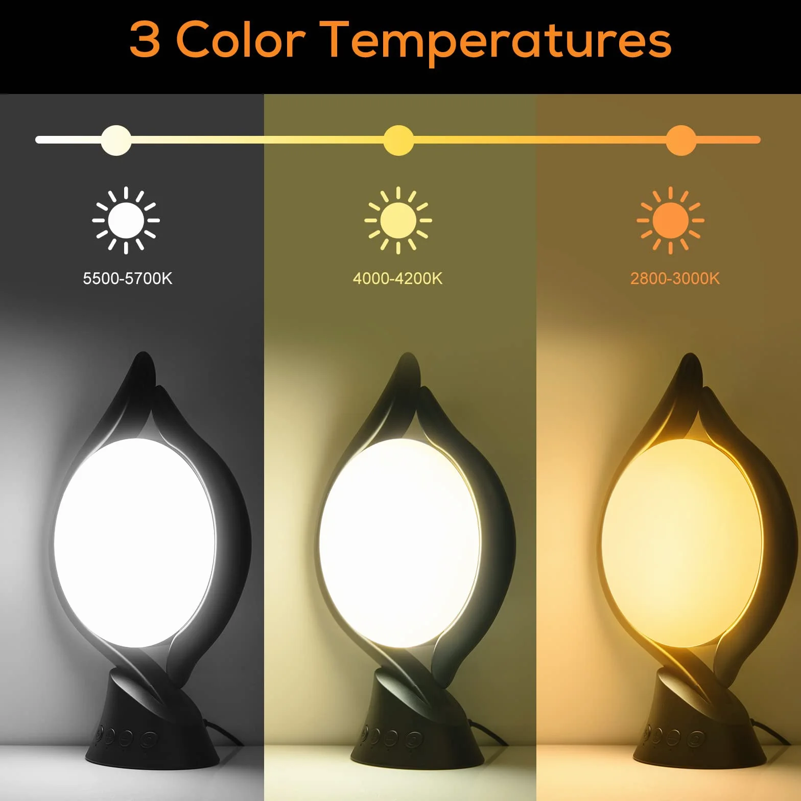 Lampe de Luminothérapie 10000 Lux Lumière du Jour 3 Couleurs 4 Minuteurs 5 Intensités Réglables Sans UV Bureau Maison 32x20x9.3