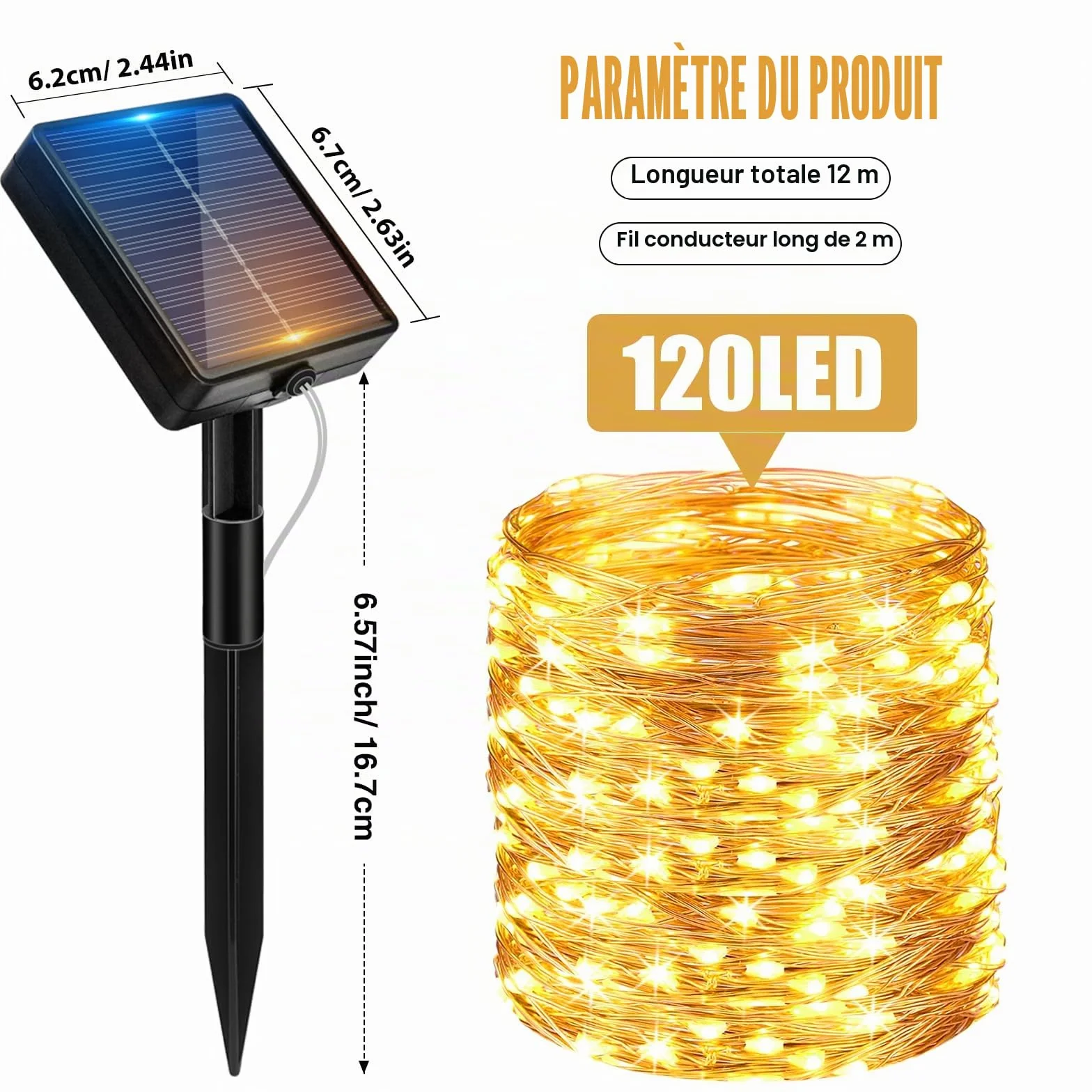 Litogo Lot de 2 Guirlande Lumineuse Exterieur Solaire 24m 240 LED Jardin Étanche Décoration Noël