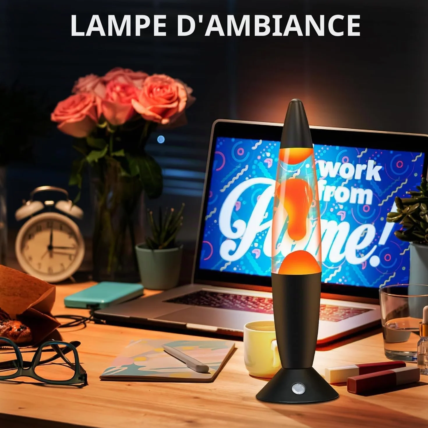 Lampe Multicolore Mouvement Liquide Cinétique Anti-Stress 13.5in LED Éco-Responsable avec Télécommande