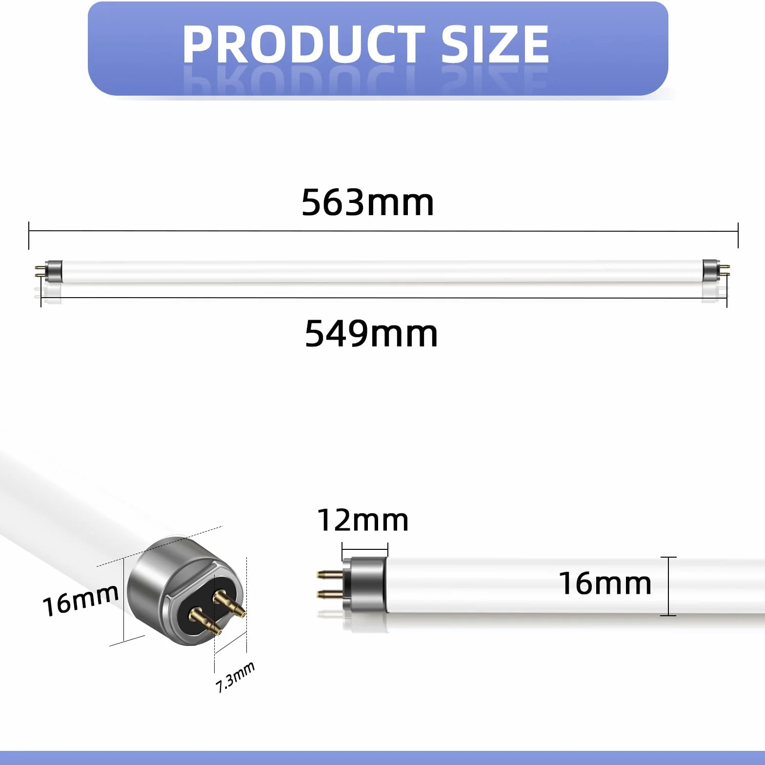 Tubes Fluorescents 14W T5 563mm Blanc Froid 4000K G5 Faible Consommation 2 Pack