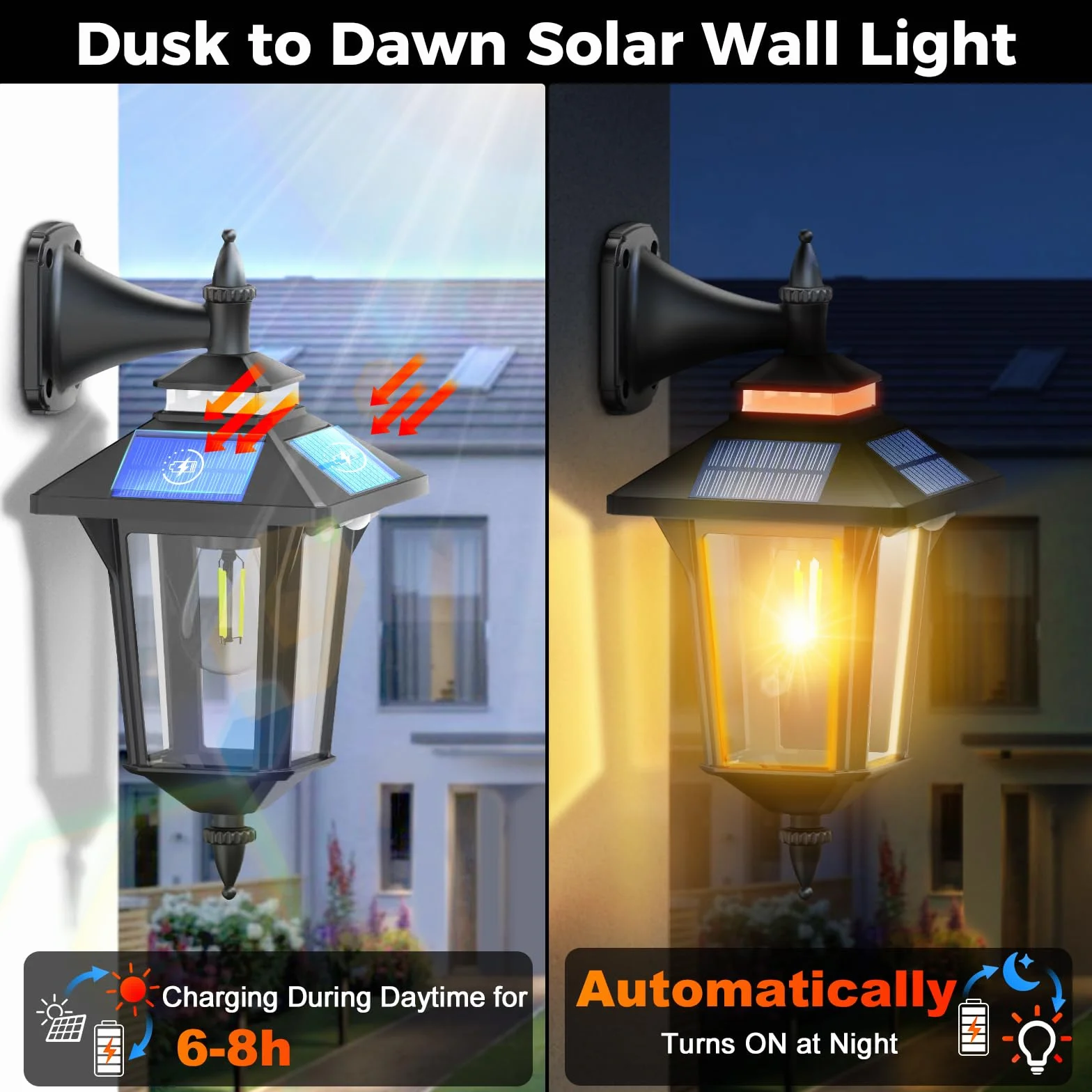 COLBOR Lampes Solaires Extérieur avec Détecteur de Mouvement, IP65, Style Vintage