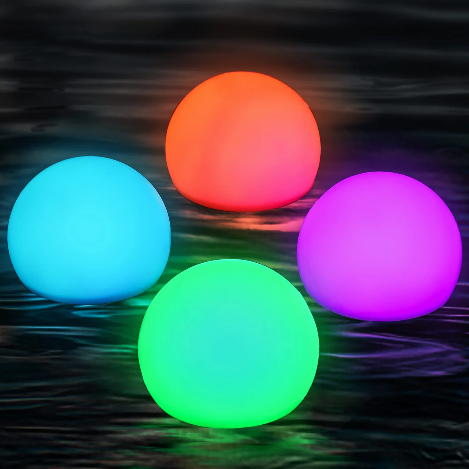 Lot de 4 lampes de piscine flottantes RVB 16 couleurs avec télécommande étanches