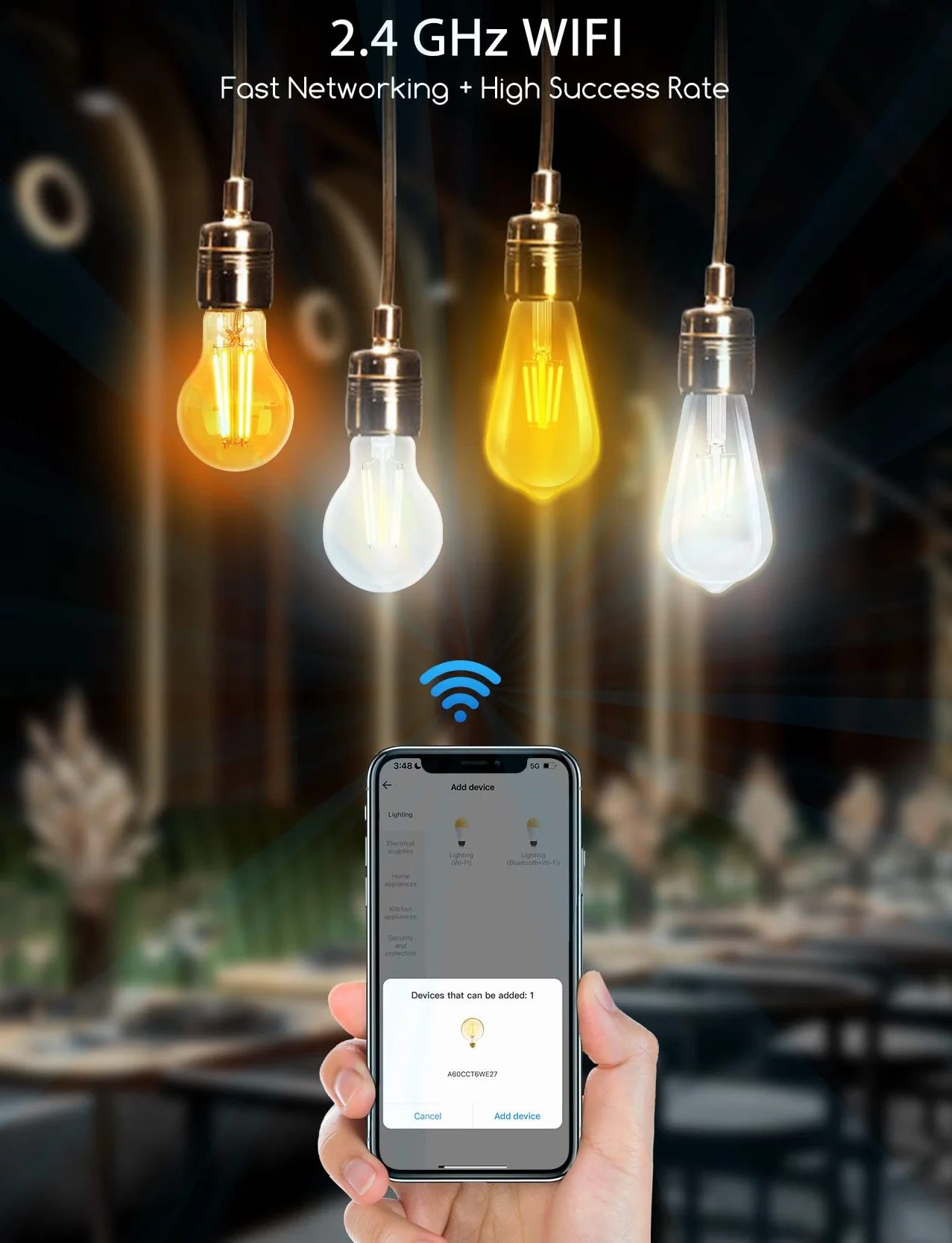 Aigostar Ampoule Connectée WiFi E27 6W LED Vintage Intelligente Dimmable 2700K-6500K Compatible Alexa Google Home
