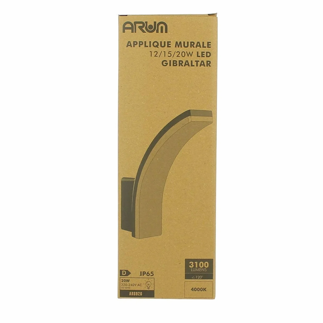 Applique Murale Extérieure LED GIBRALTAR 20W 3100 Lumens IP65 Gris Anthracite Blanc Naturel 4000K