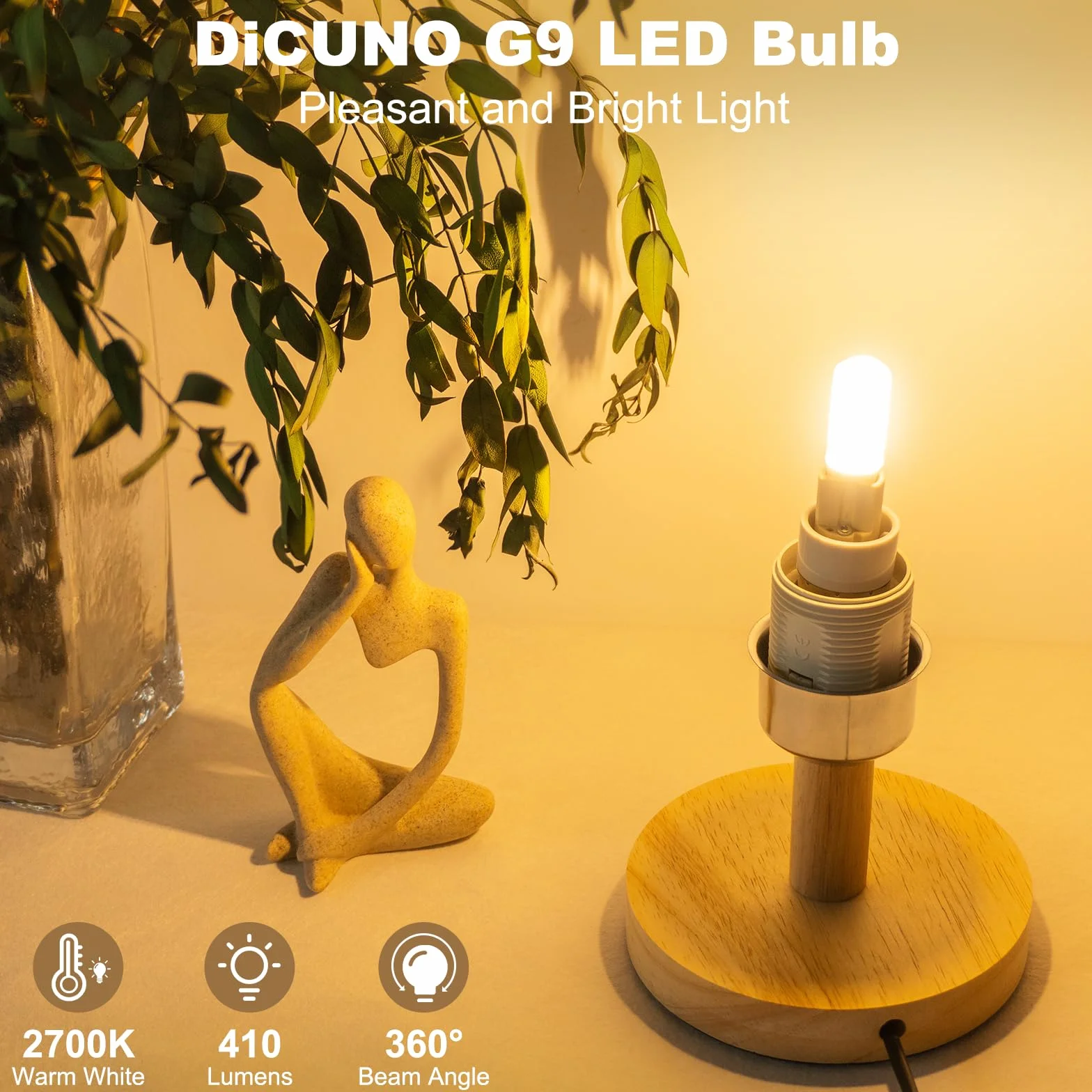 DiCUNO Ampoule LED G9 3W 2700K Blanc Chaud 410lm CRI 85 230V Non-Dimmable 6 Pièces