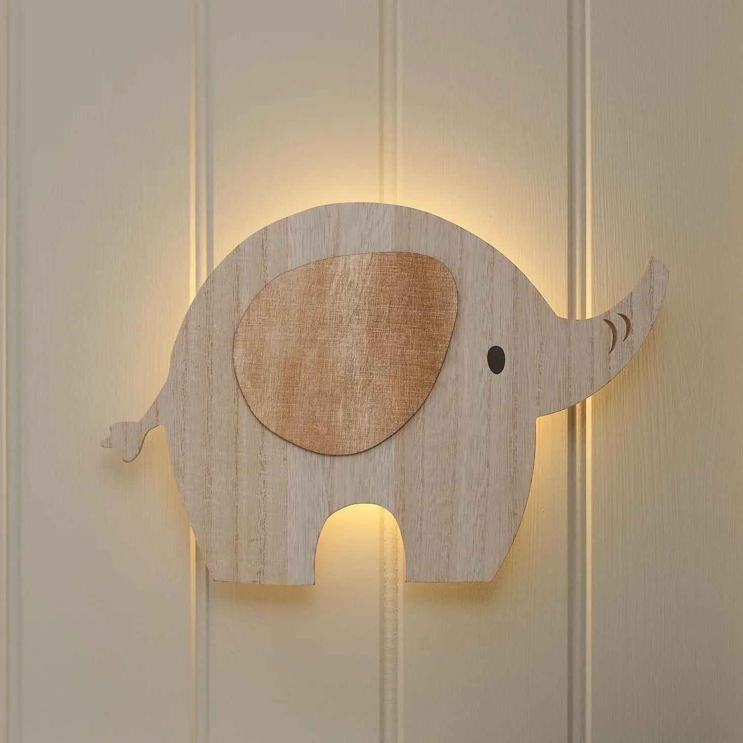 Lights4fun Ensemble lampes murales lune éléphant LED blanc chaud piles télécommande minuterie veilleuse