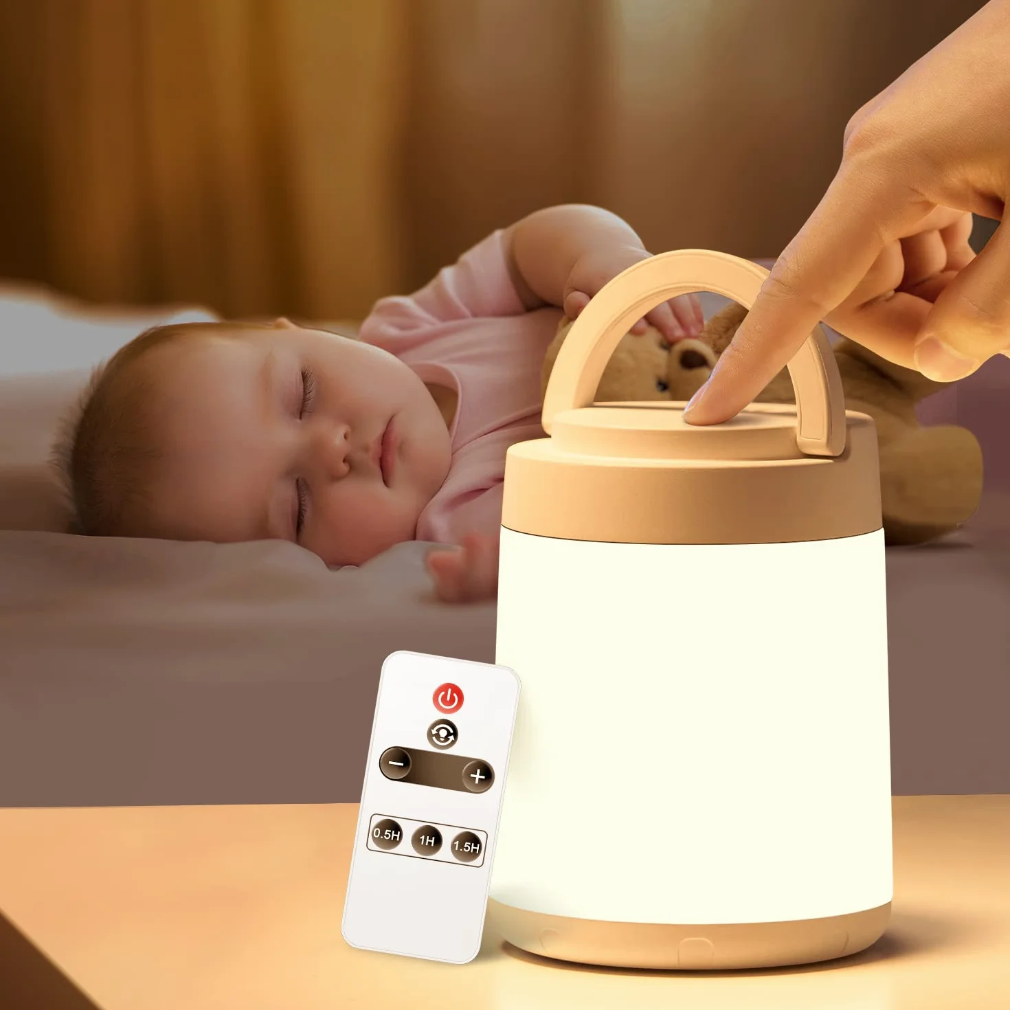 One Fire Veilleuse Enfant 10 Couleurs 8 Niveaux Luminosité Tactile Télécommande Rechargeable Sans Fil Lampe Chevet Chambre Camping