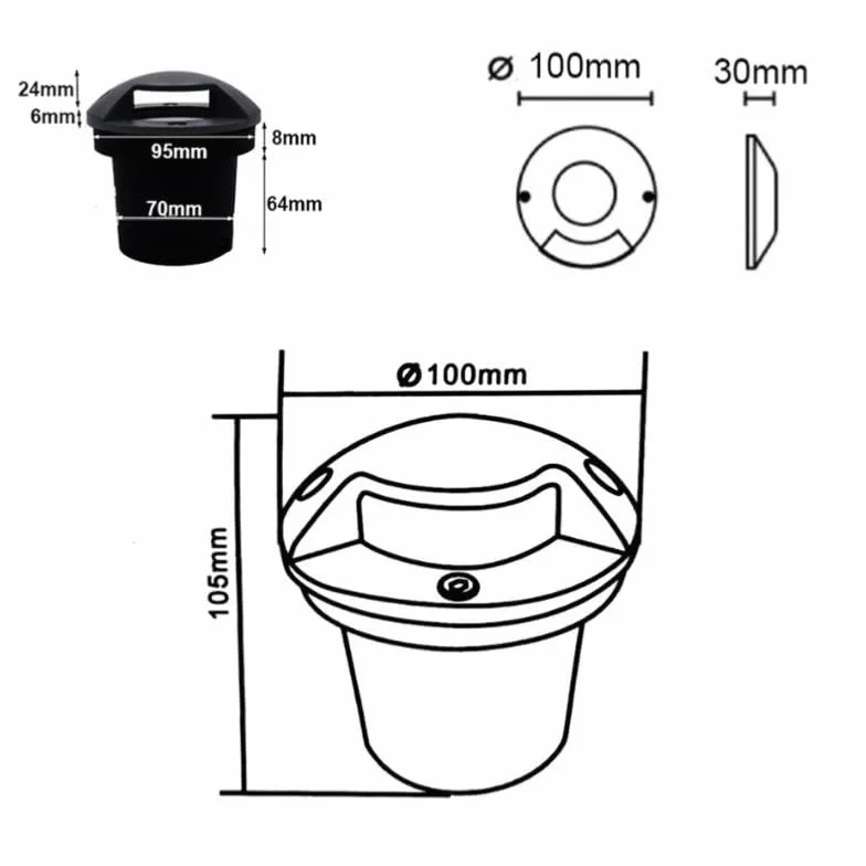 SILAMP Spot LED Encastrable Extérieur IP65 220V 3W Walkable 2 faisceaux Blanc Chaud 2300K-3500K