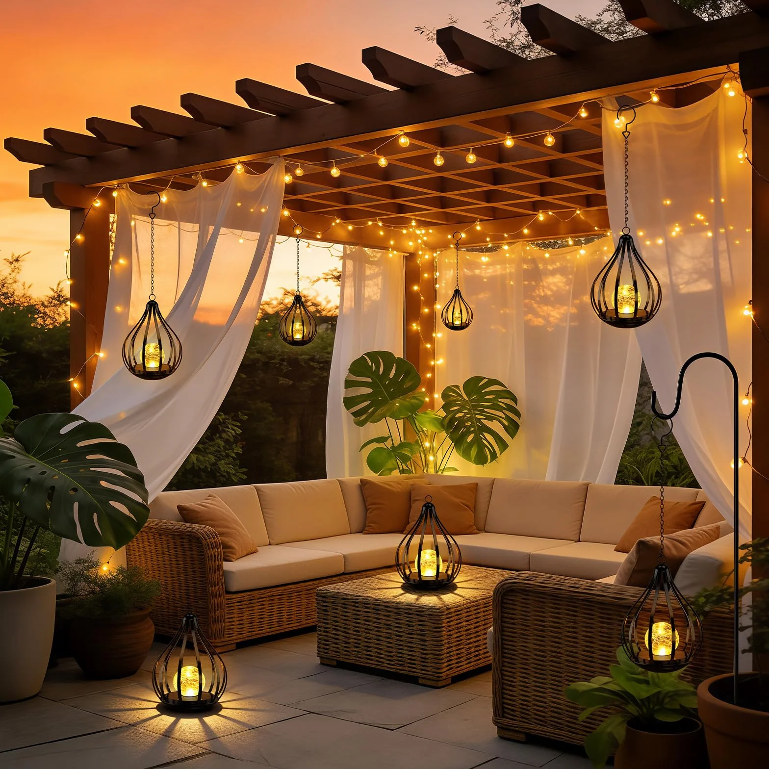 Lanterne Solaire Extérieure IP65 Étanche Sphère Craquelée 2 Pièces Jardin Terrasse Balcon