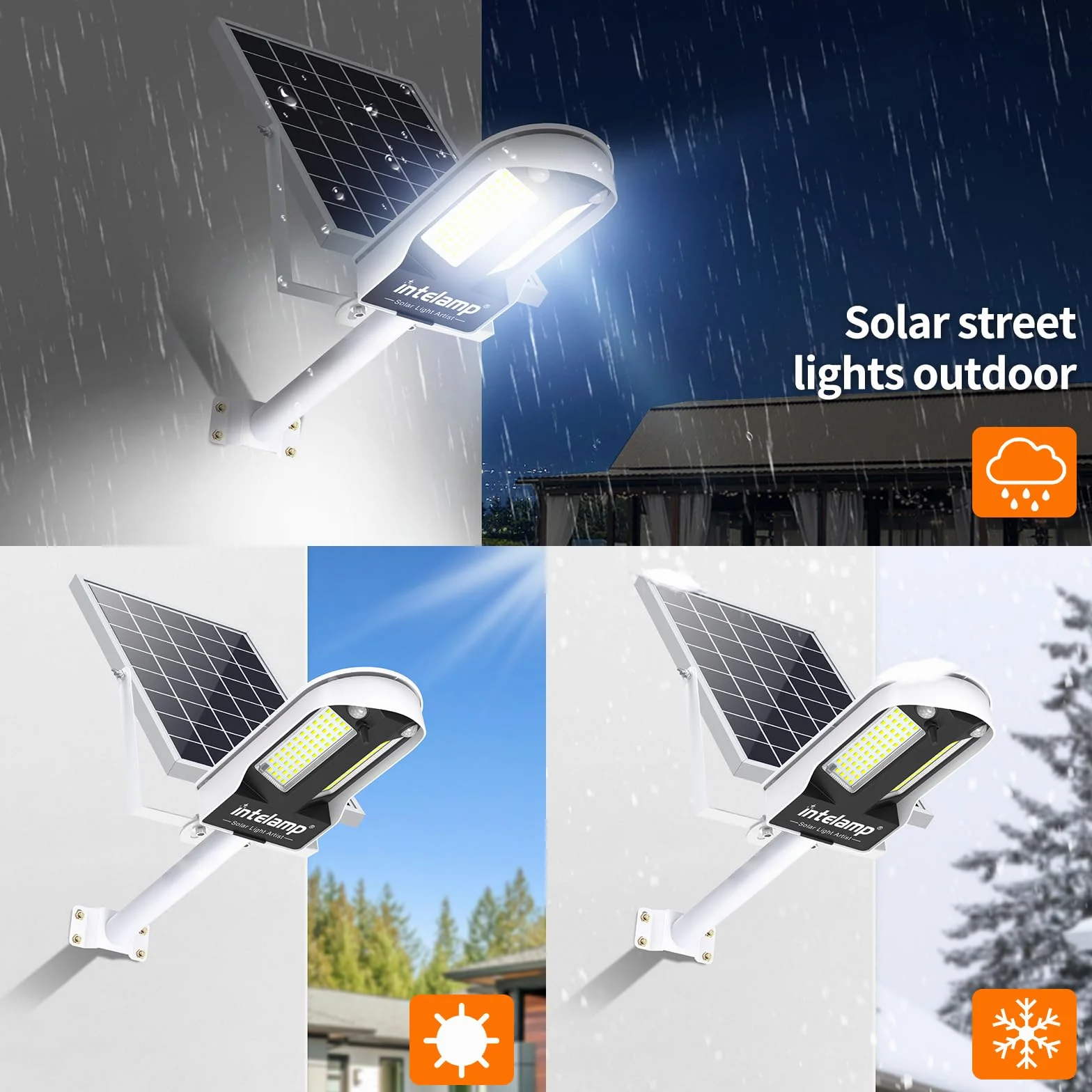 intelamp Lampe Solaire Exterieur Double Capteurs 12500 mAh 3000 lm Projecteur Solaire Super Lumineux avec Télécommande 4 Modes