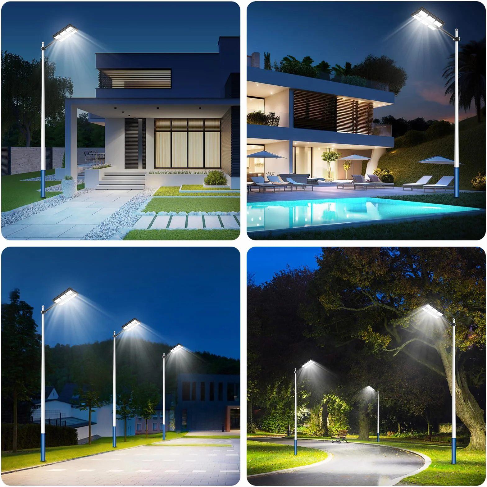 Lampadaires solaires d'extérieur 1200 W IP65 imperméable 1170 LED 6500 K avec télécommande