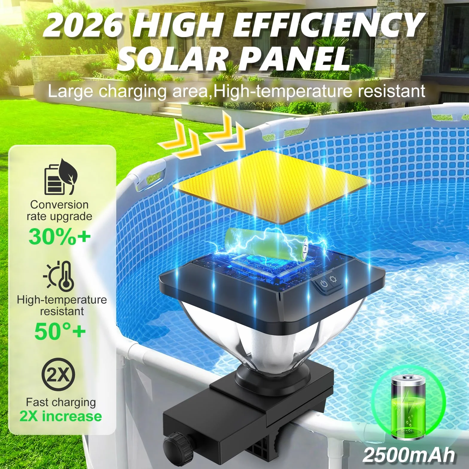 DeeprBling Lumiere Solaire Piscine Hors Sol LED RGB IP68 1 Pièce