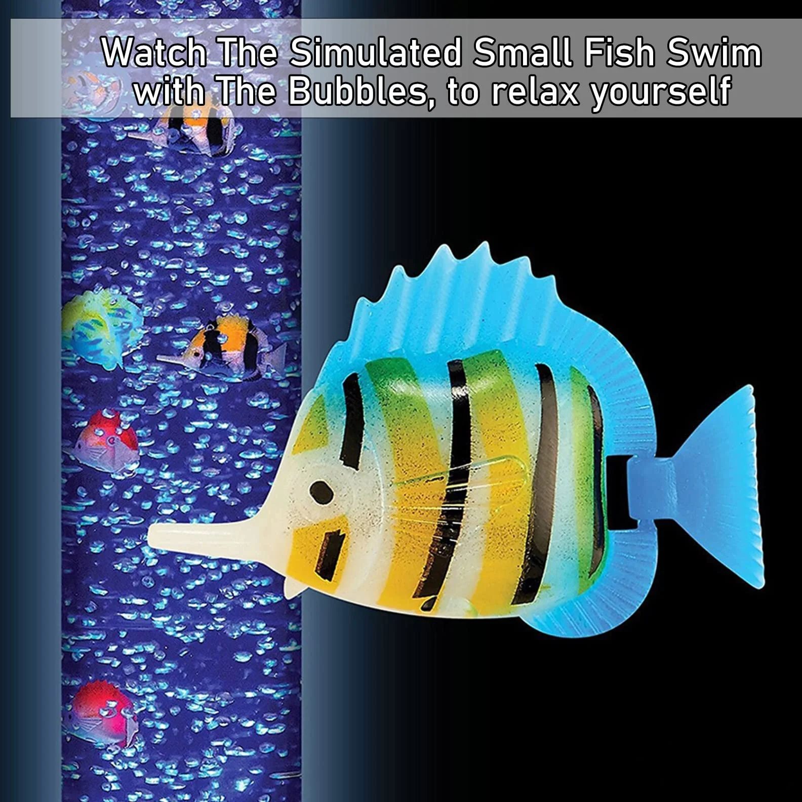 Fantasy Bubble Fish Tube LED Aquarium 2.5 Pieds 6 Poissons Artificiels 7 Couleurs Changeantes