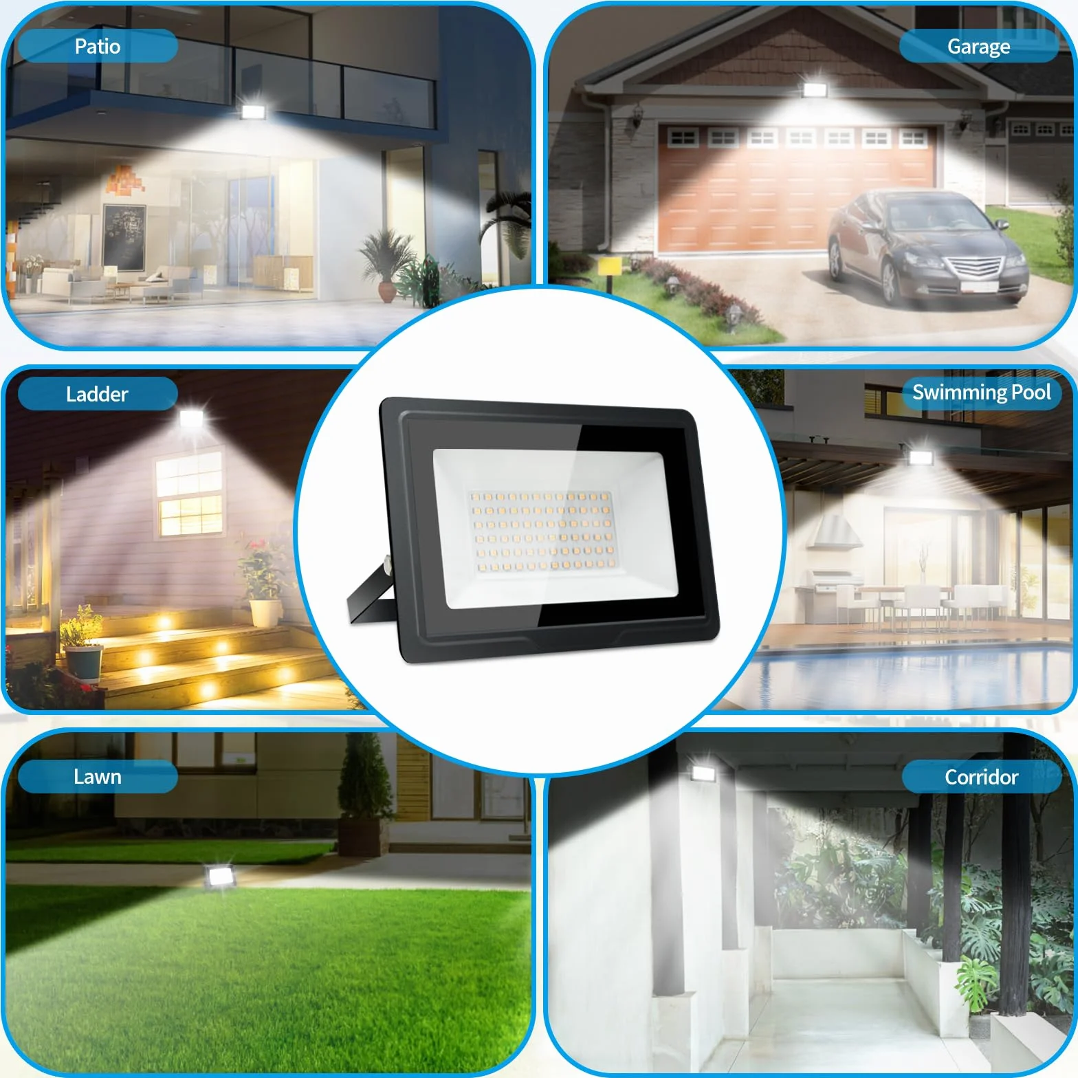 Projecteur LED Extérieur 100W 10000LM 3000K IP66 Imperméable Jardin Garage