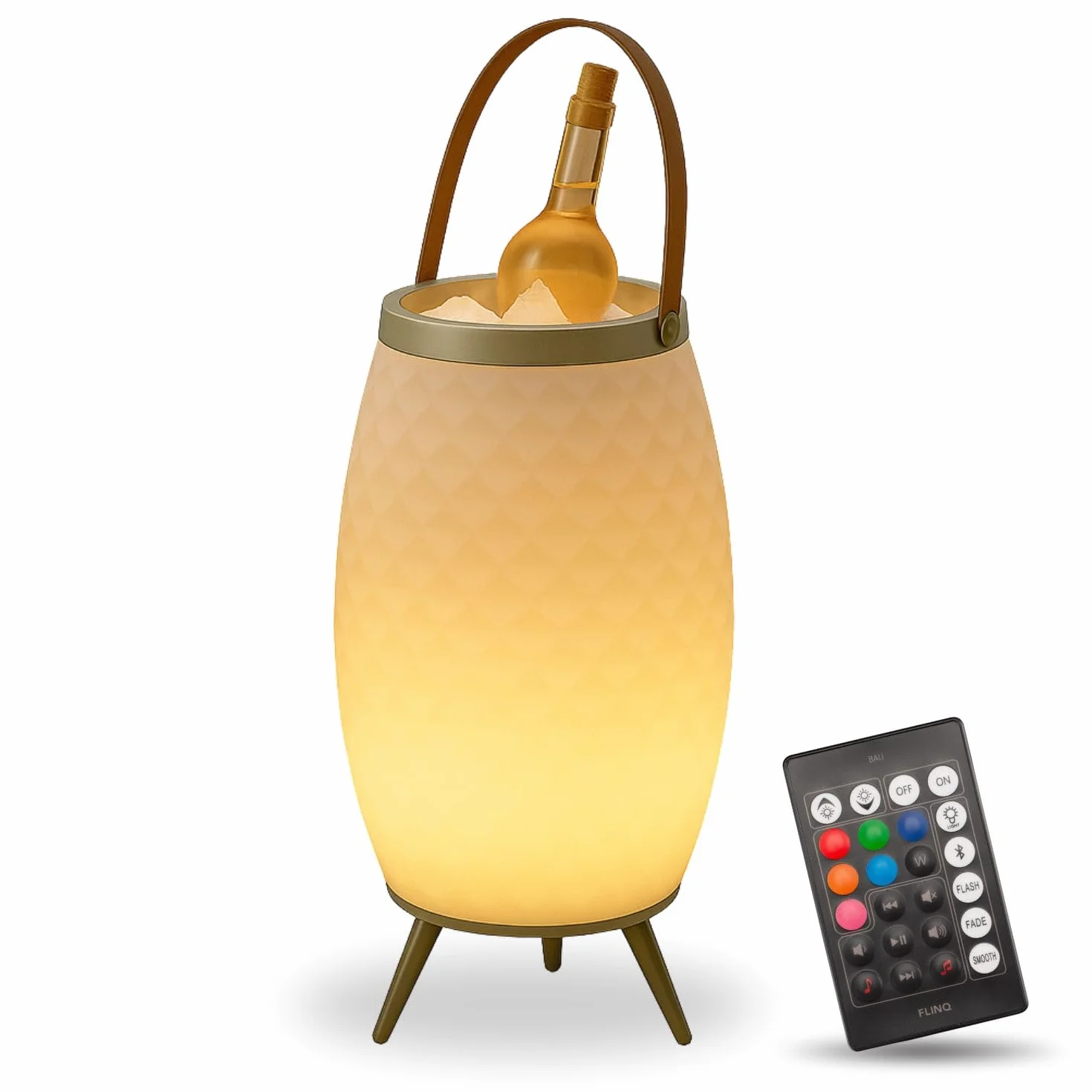 FLINQ Haut-Parleur Bluetooth Portable Lampe LED Bali avec Refroidisseur à vin Étanche aux éclaboussures Blanc