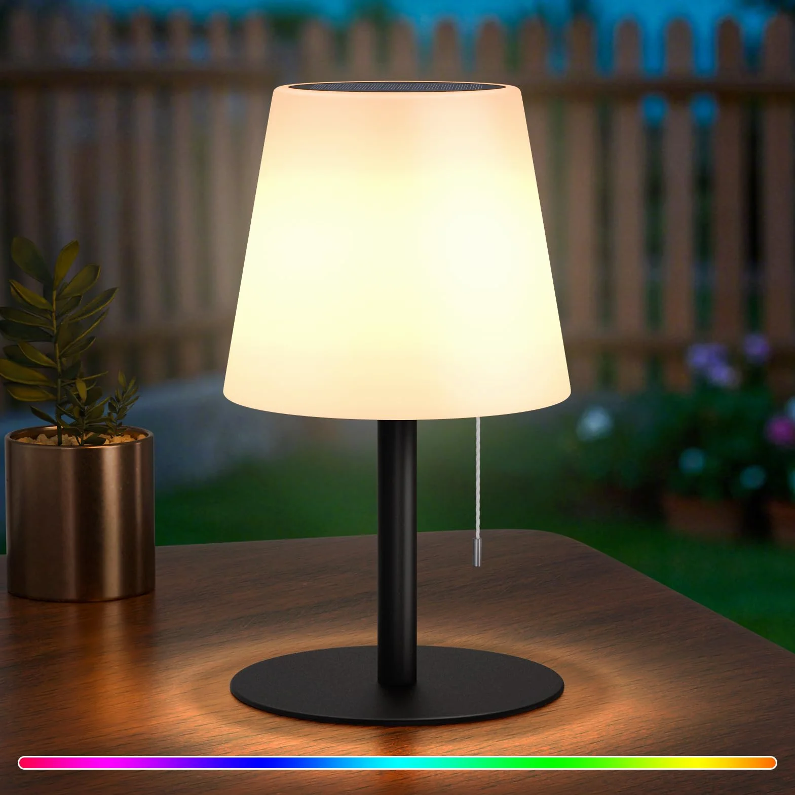 uuffoo Lampe de Table Solaire LED 2-en-1 Rechargeable 8 Couleurs IP44 Noir