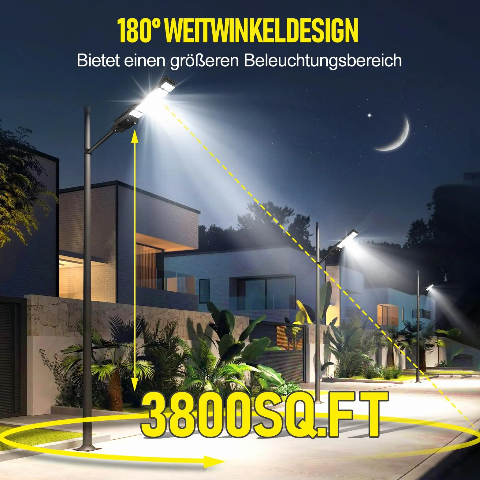 Lot de 2 lampadaires solaires à LED avec télécommande 600 W 6500 K IP65 Étanche