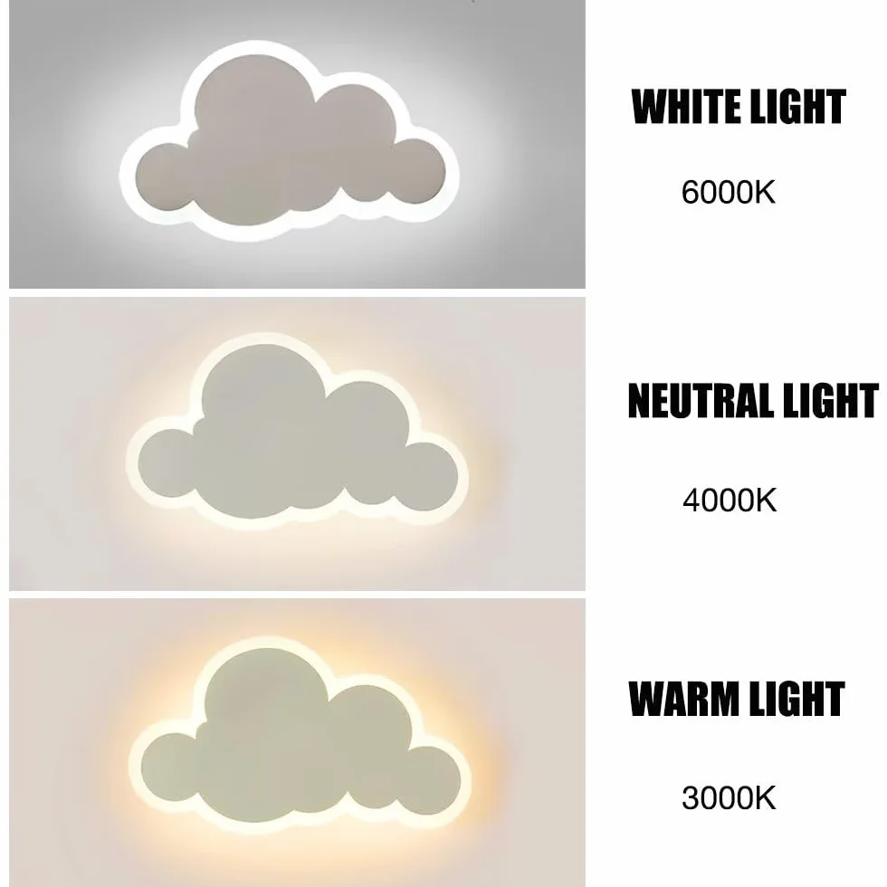 Applique murale LED nuage blanc veilleuse décorative chambre enfant 3 éclairages