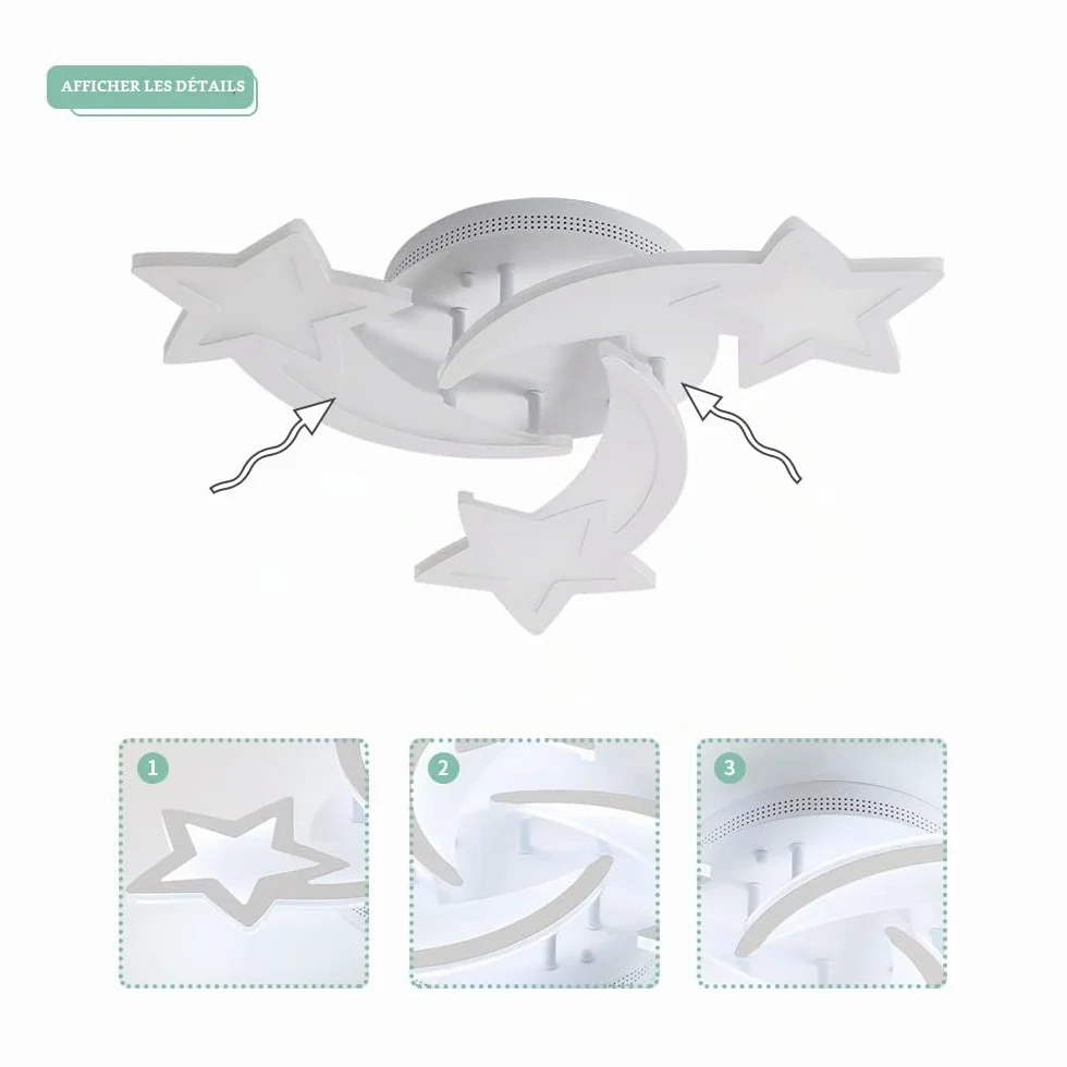 Goeco Lustre Enfant Lampe Plafond LED 40W 4500LM Diamètre 54cm Blanc Froid 6500K