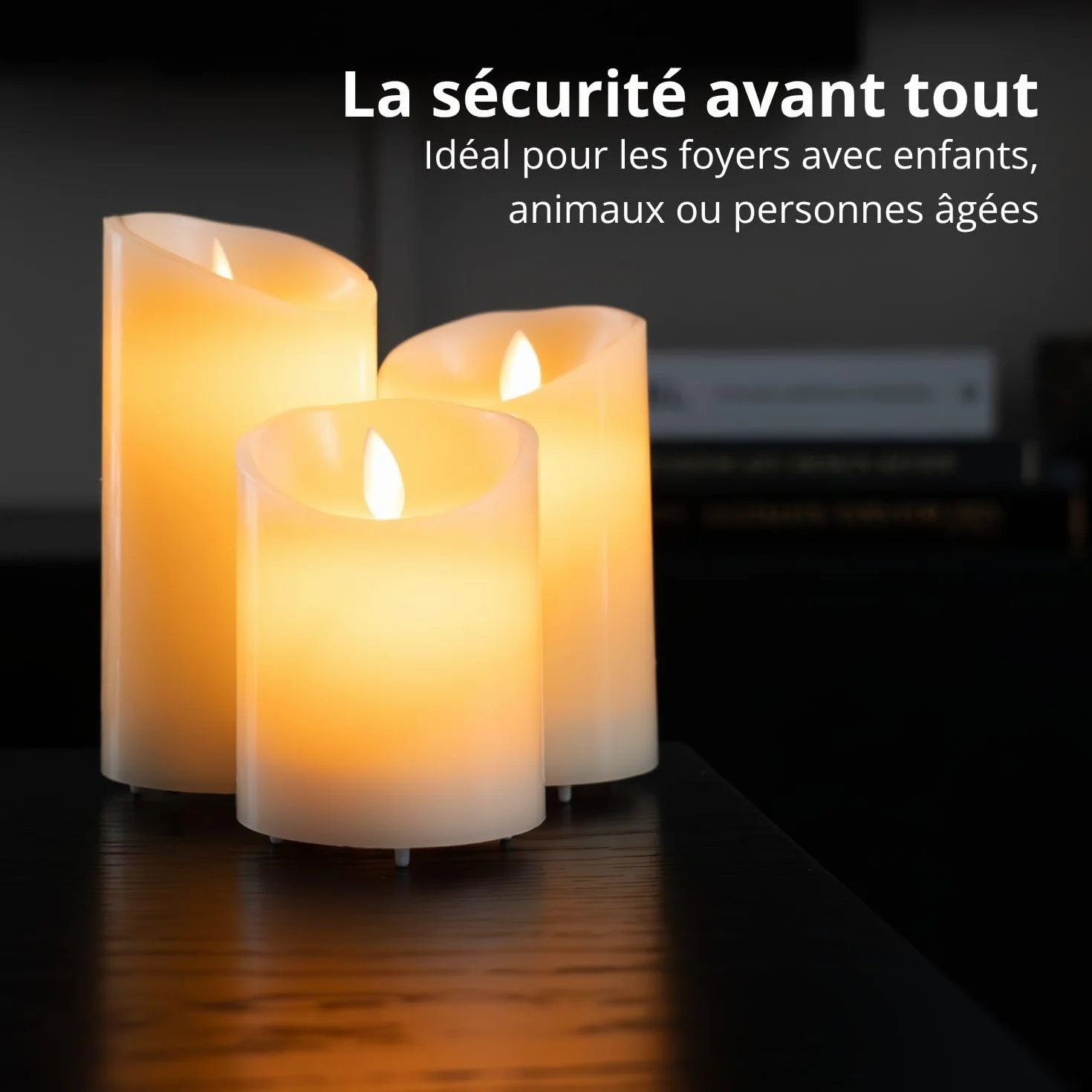 Bougies LED Rechargeables USB FLINQ - Fausse Bougie Flamme Vacillante avec Télécommande - 3 Unités