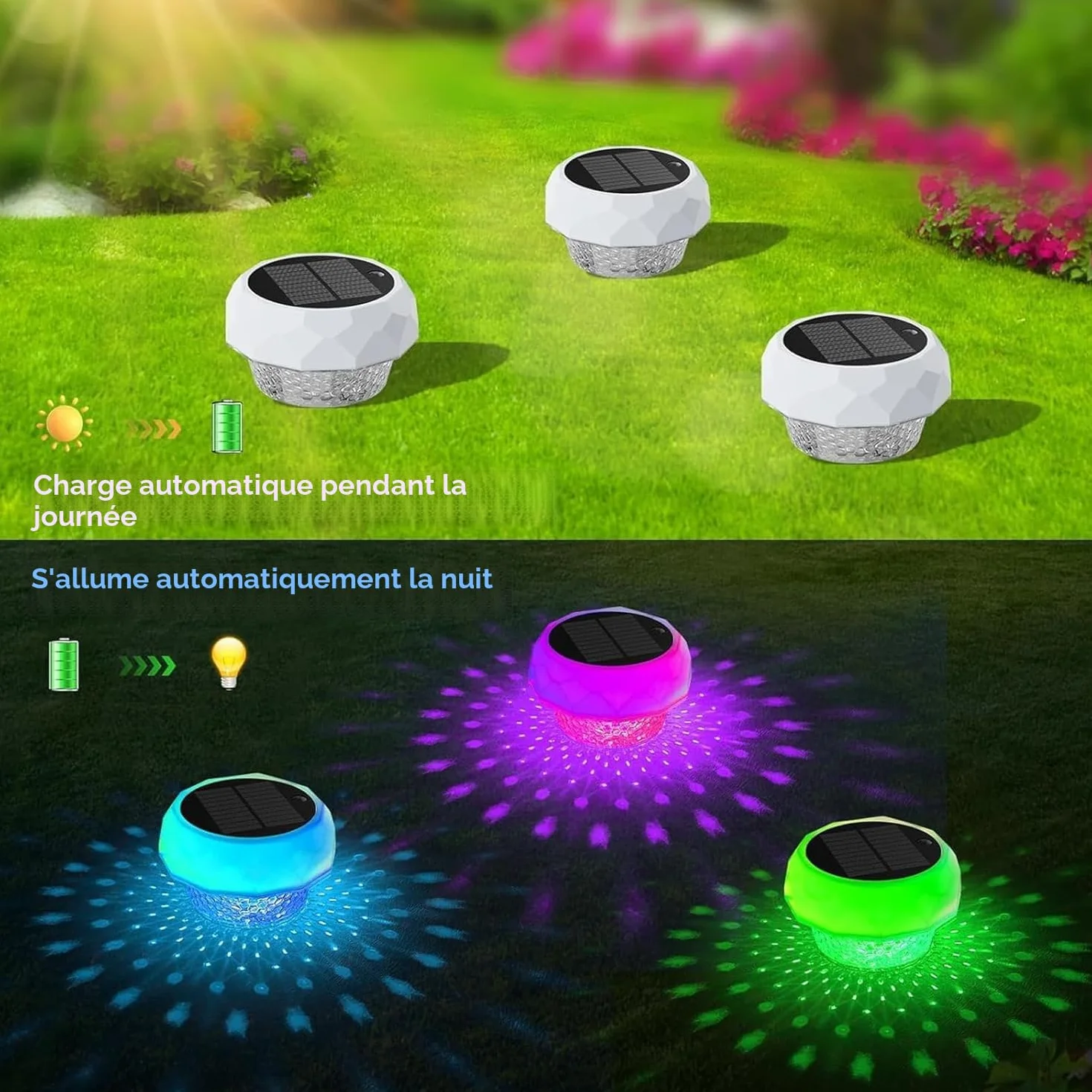 yowin Lumiere Piscine Solaire Flottante 7 Couleurs 3 Modes IP68 Étanche
