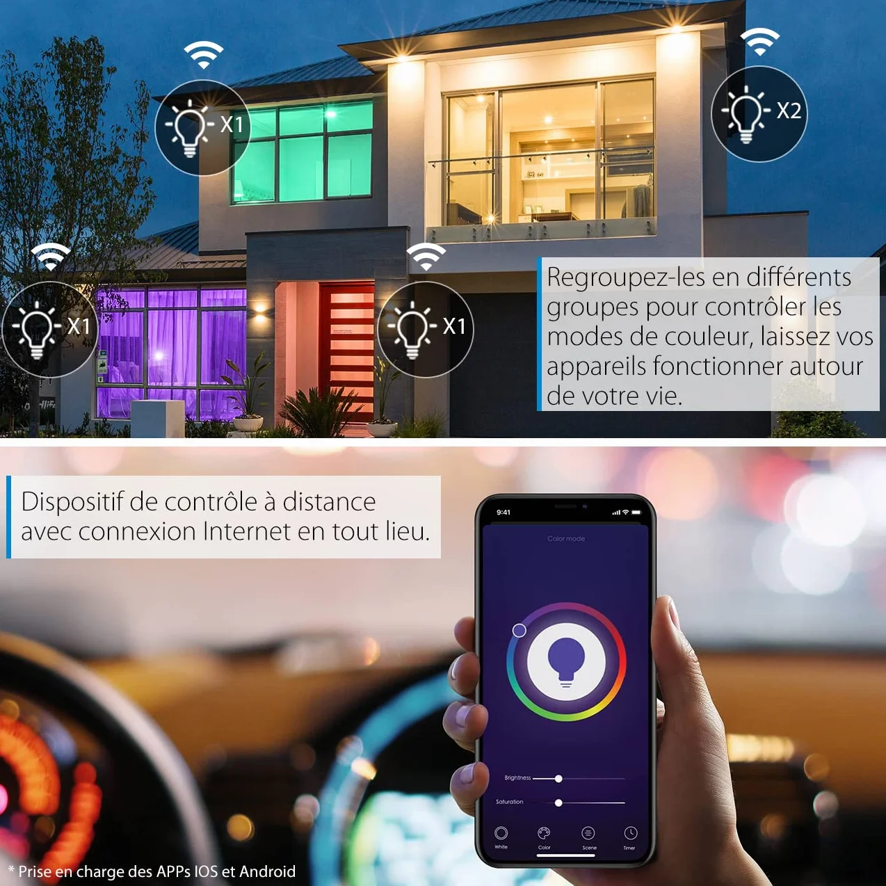 Ampoule Connectée E14 4.9W LED Bougie WIFI, Compatible Alexa Google Assistant, 470Lm, Lot de 4