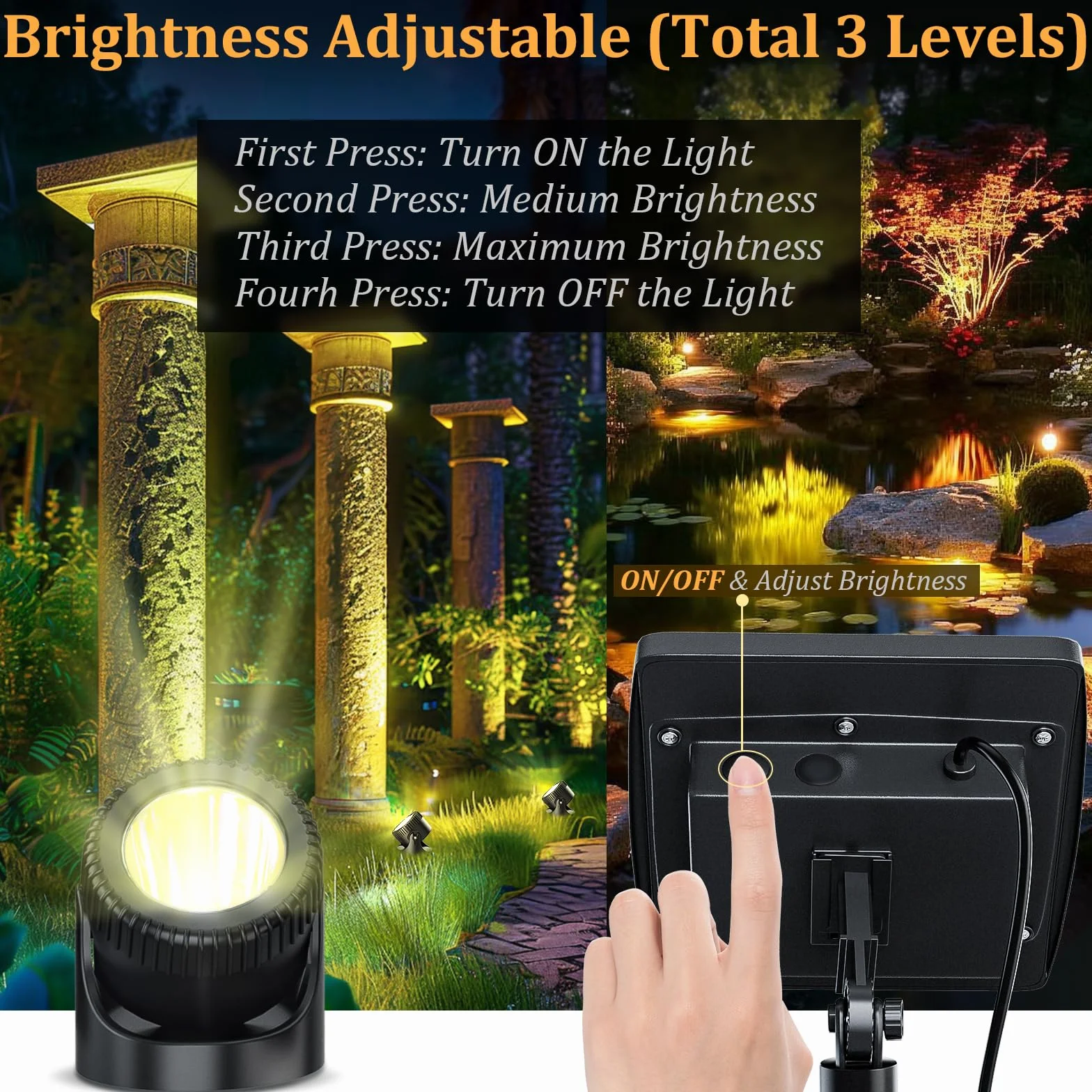 PChero Éclairage Solaire Bassin LED Sous-Marin IP68 3 Lampes Submersibles